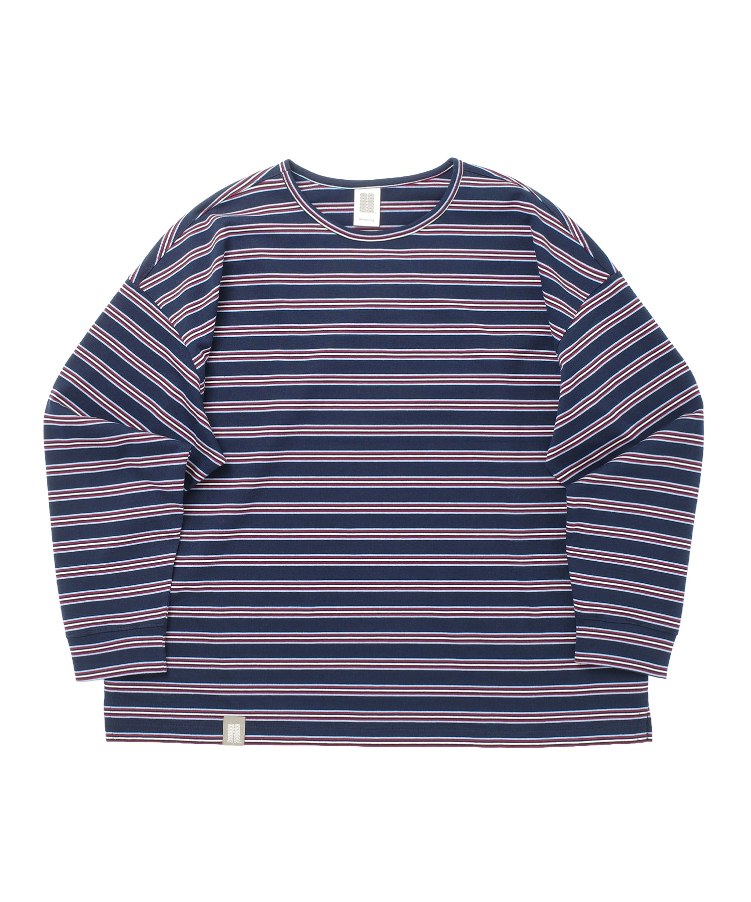 STRIPE BINDING-NECK BOX TEE (Dark Navy)