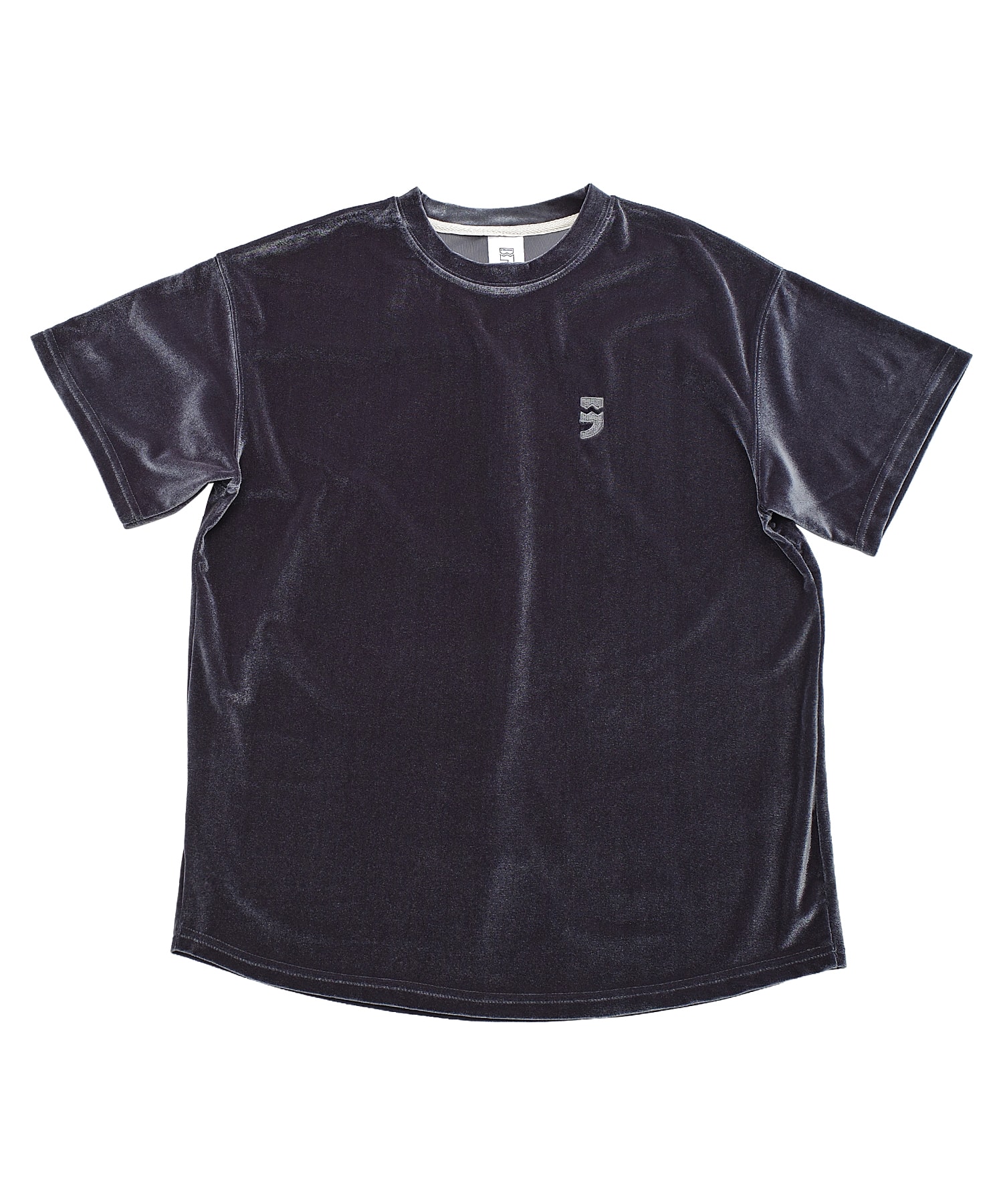 DROP-SHOULDER VELVET 1/2 TEE (Charcoal)