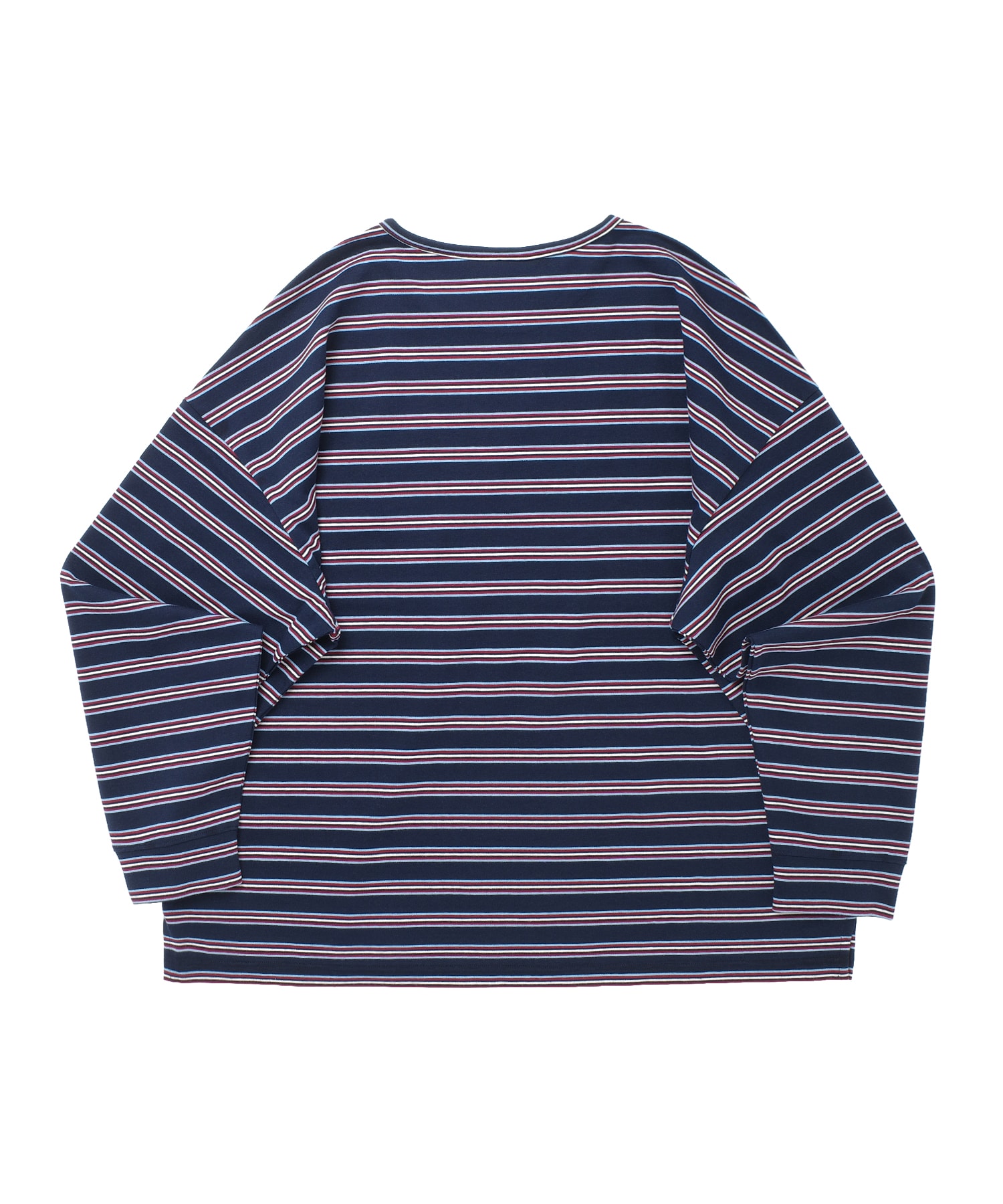 STRIPE BINDING-NECK BOX TEE (Dark Navy)