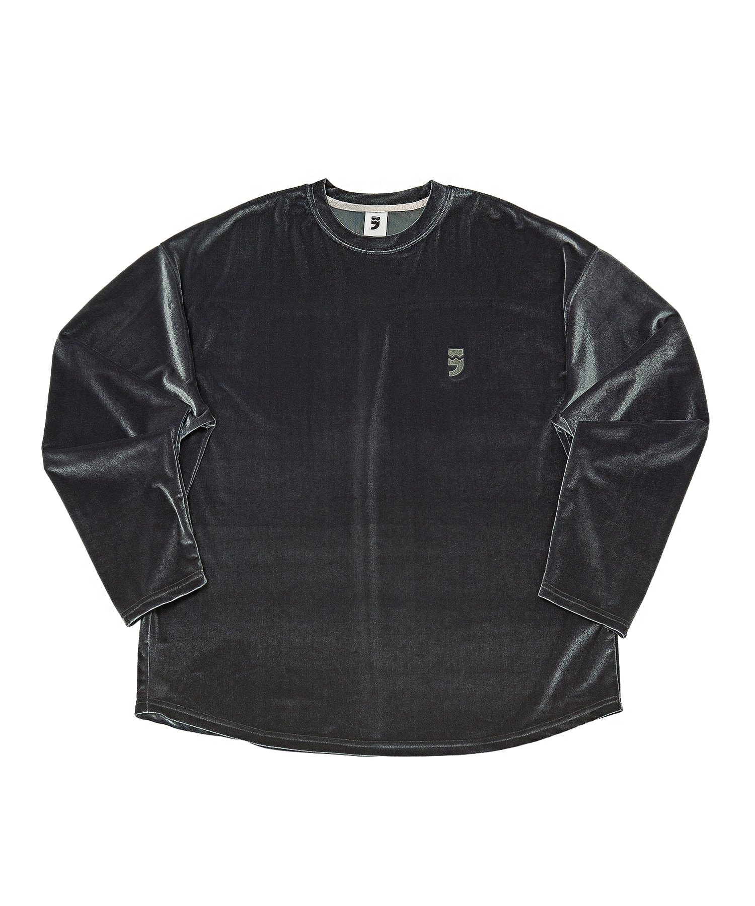 DROP-SHOULDER VELVET TEE (Charcoal)