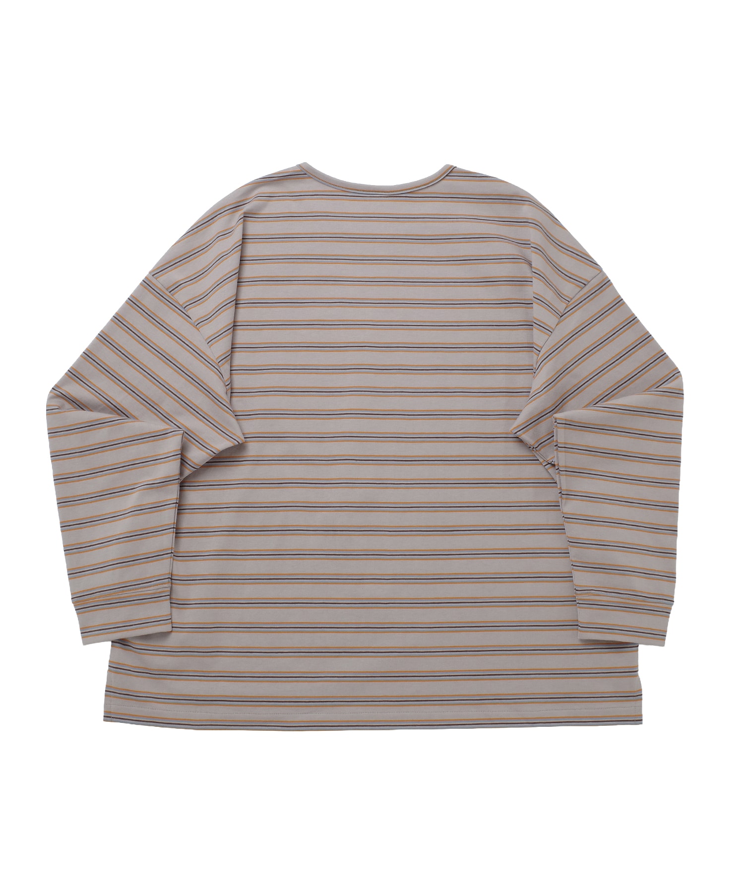 STRIPE BINDING-NECK BOX TEE (Warm Gray)