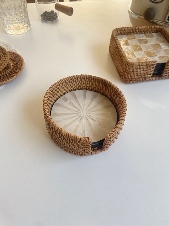 천연 자개 컵받침