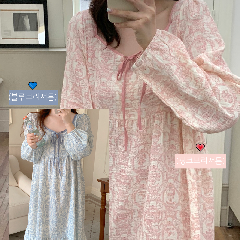 브리저튼원피스 스퀘어넥 트왈주이 요루면 4계절 잠옷 세트 핀터레스트 홈웨어 베러댄파자마