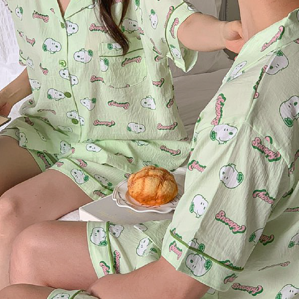 스누피 여름 반팔 커플잠옷 파스텔 빅사이즈 88사이즈 지지미 베러댄잠옷 긴바지