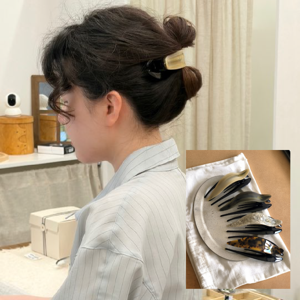 빅 쉘 조개 집게삔 셀룰로오스 올림머리삔 악어삔