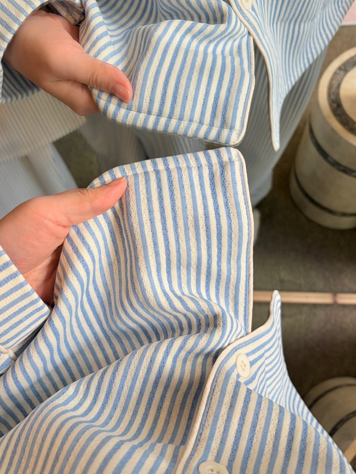 커플 블루 스트라이프 잠옷 신혼부부 선물 누빔파자마 베러댄 겨울 홈웨어 인테리어
