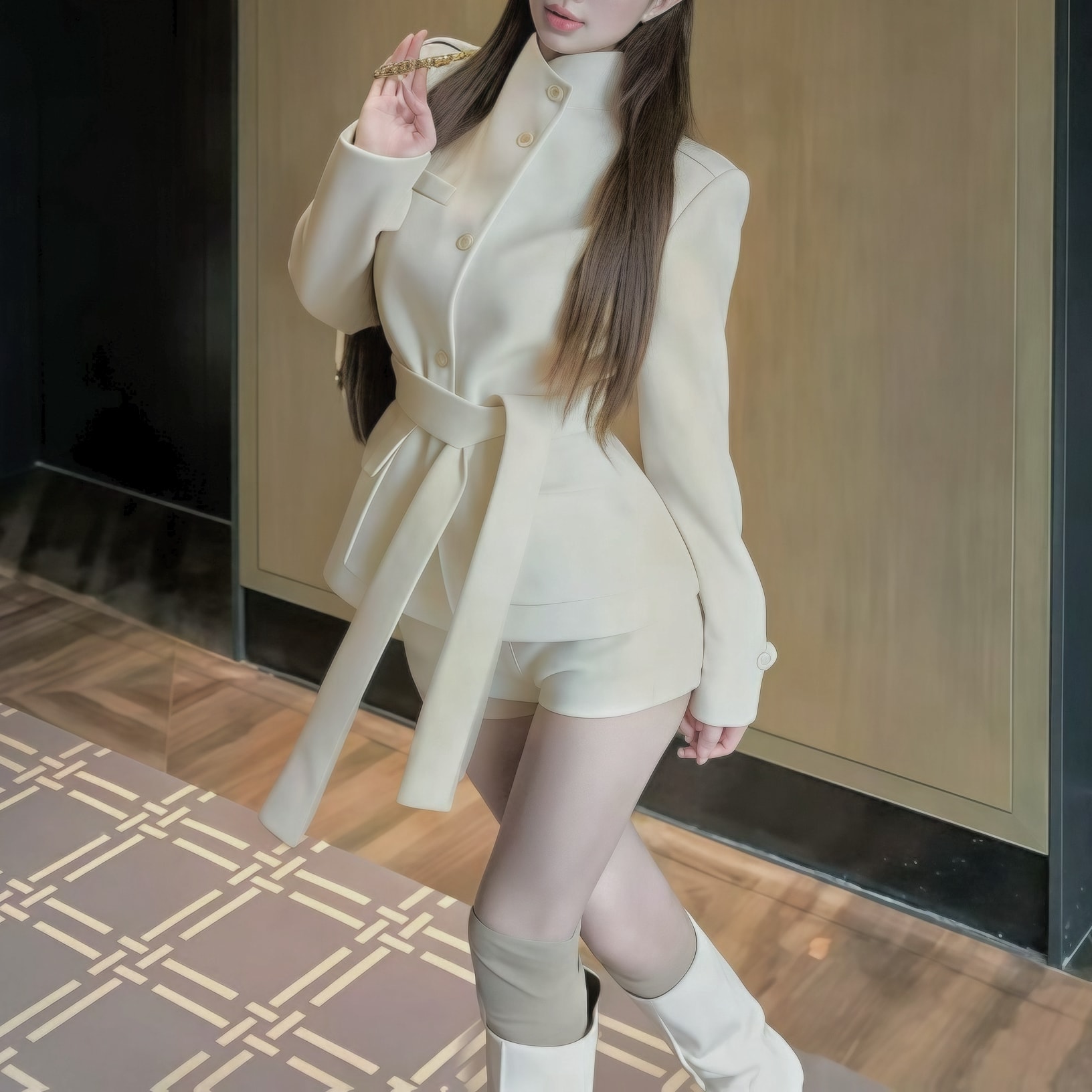 [ High quality ] 벨티드 하이넥 셋업