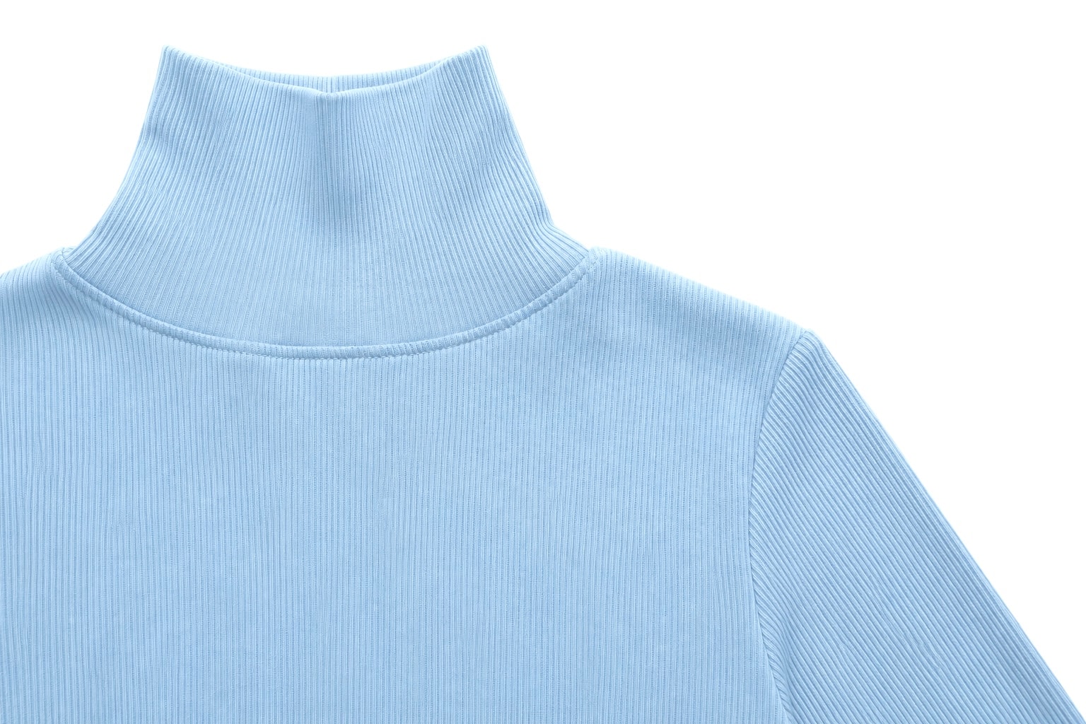 Ribbed High-Neck_Soft Blue