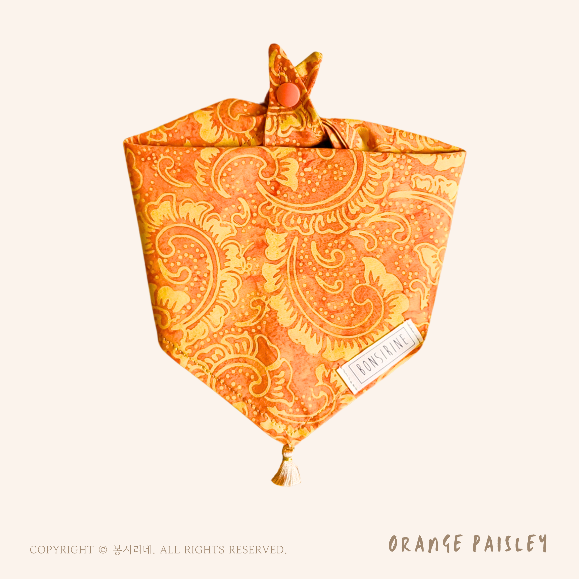 Orange Paisley Batik Bandana