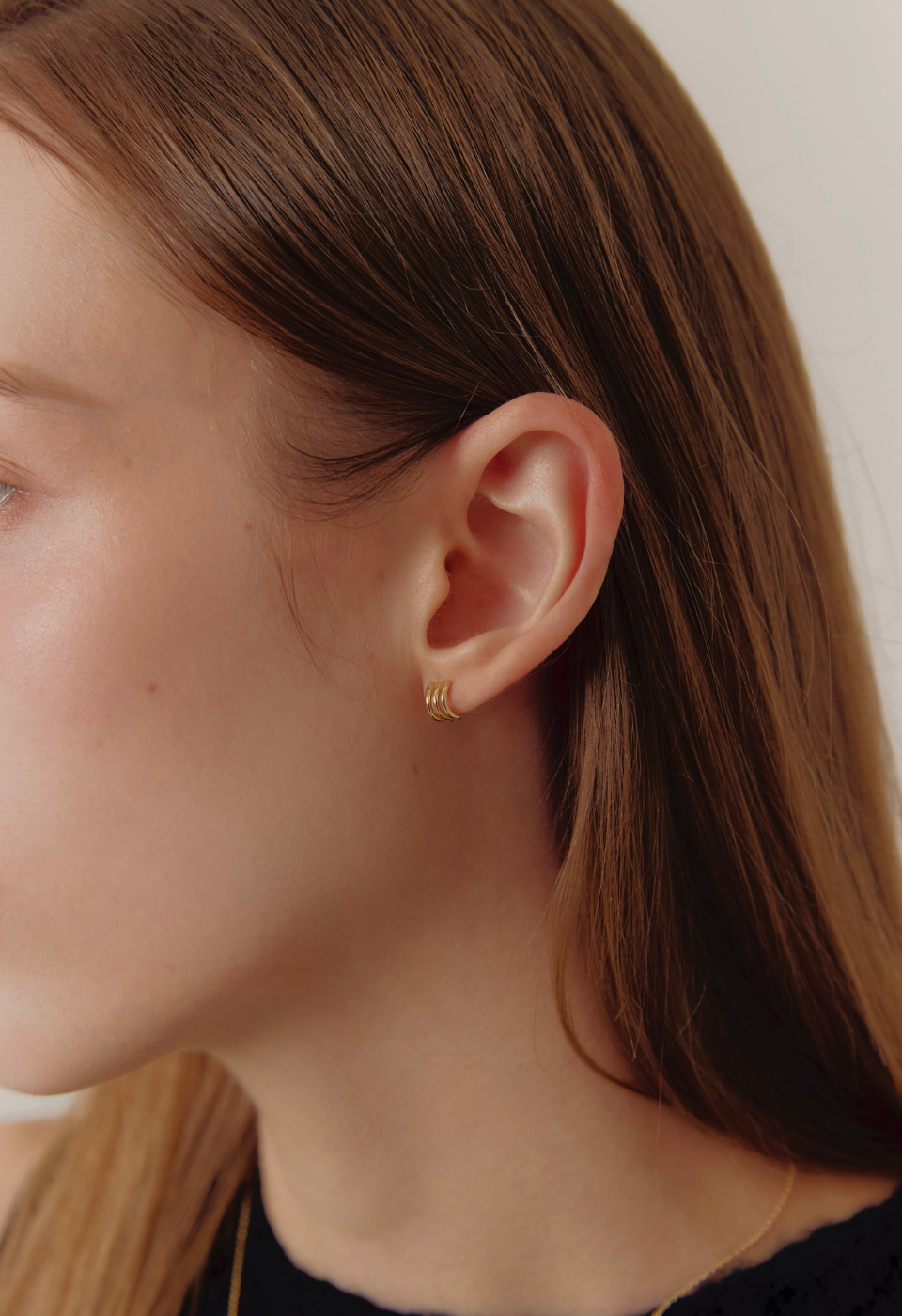 14K Mono Triple Earring