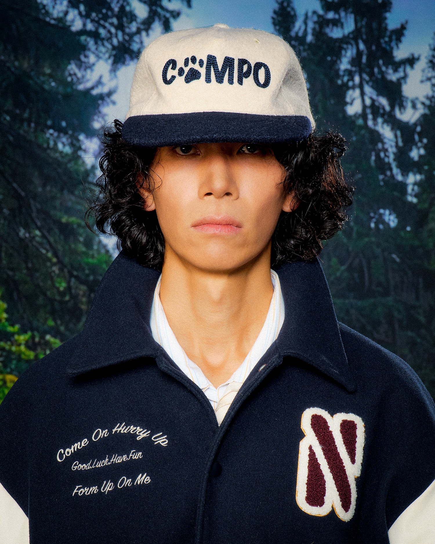 Wool Cap in Navy / White
