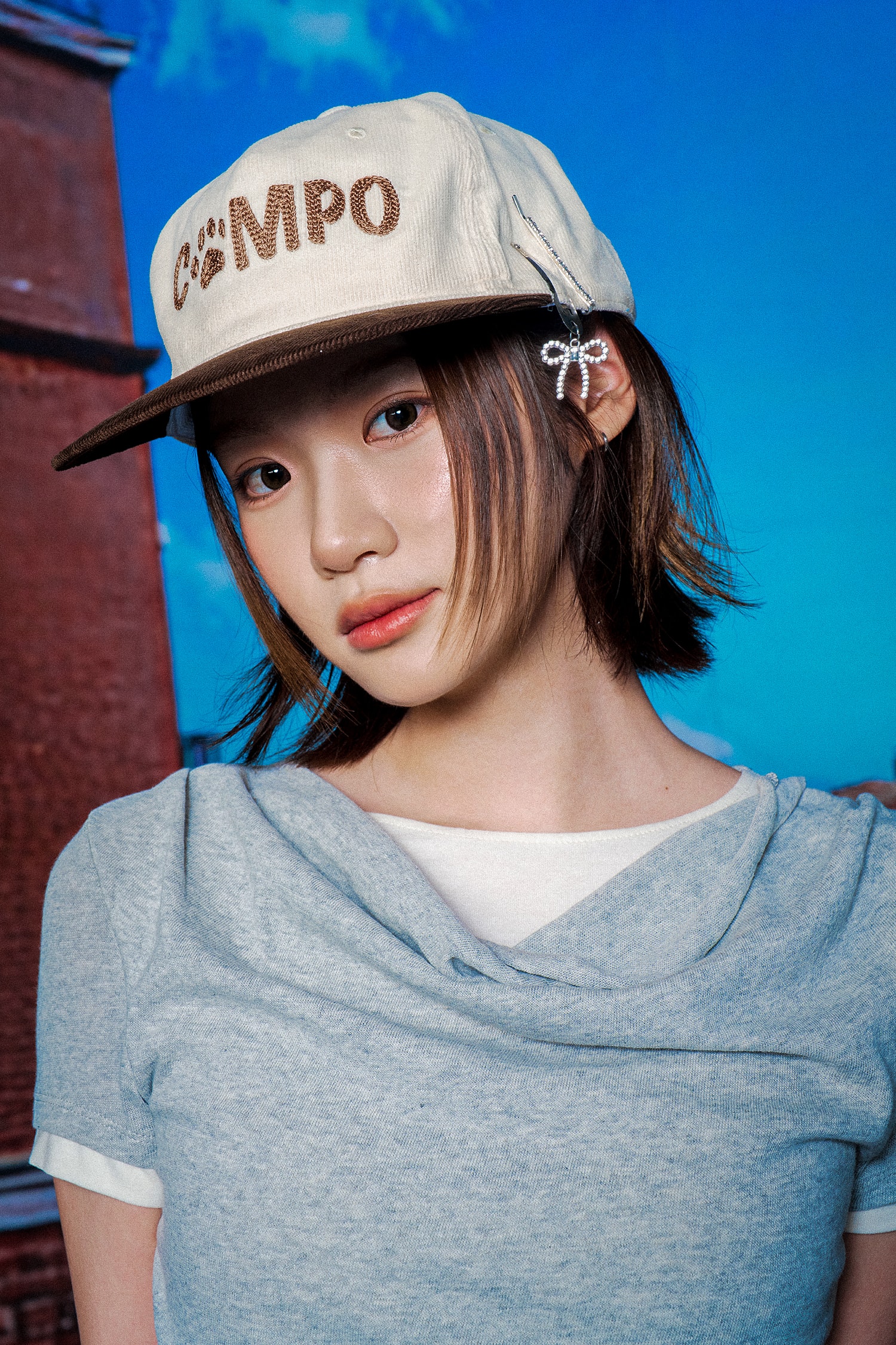 Corduroy Cap in Ivory / Brown