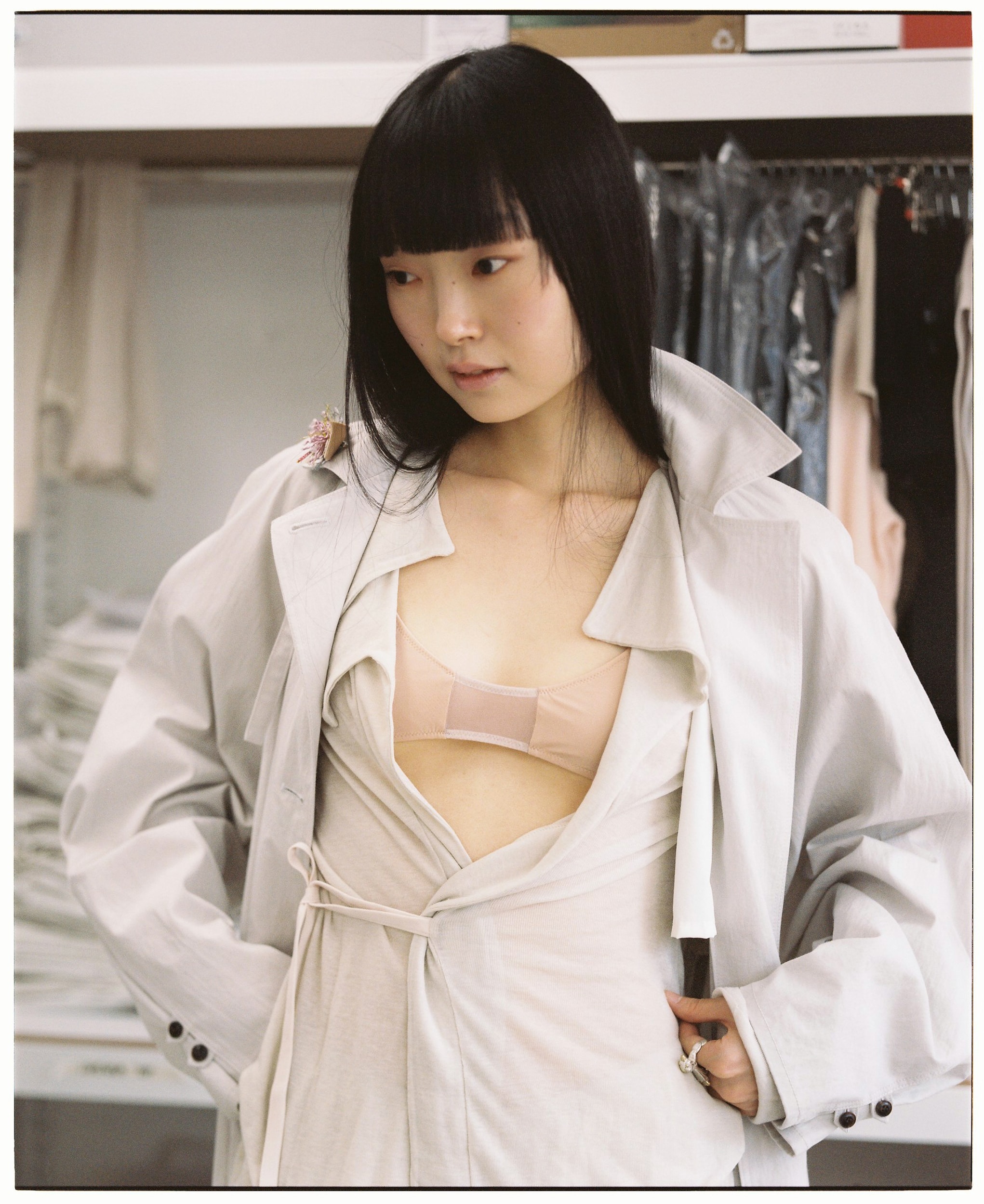 Drape Collar Cardigan (bone)