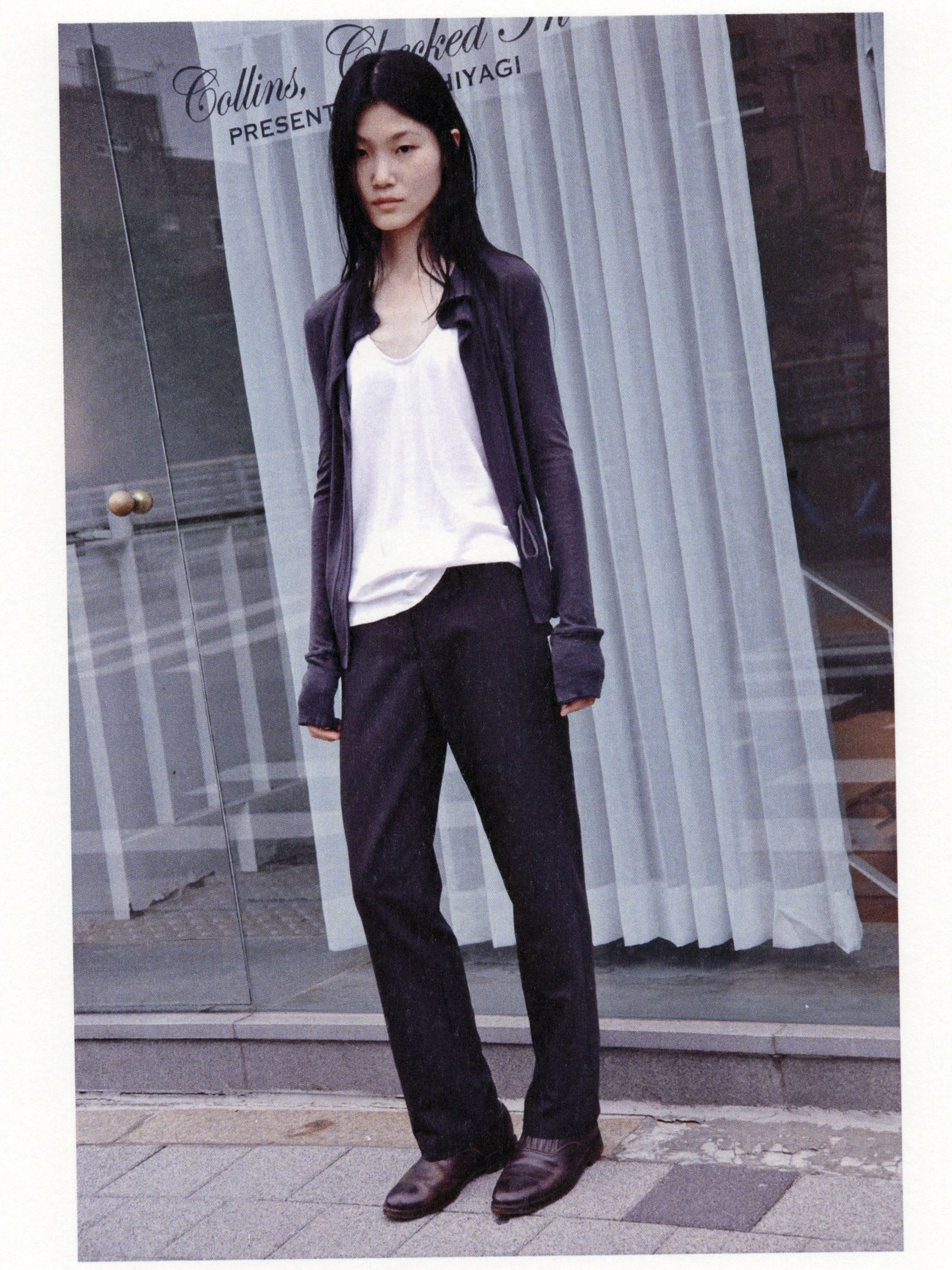 Drape Collar Cardigan (charcoal)