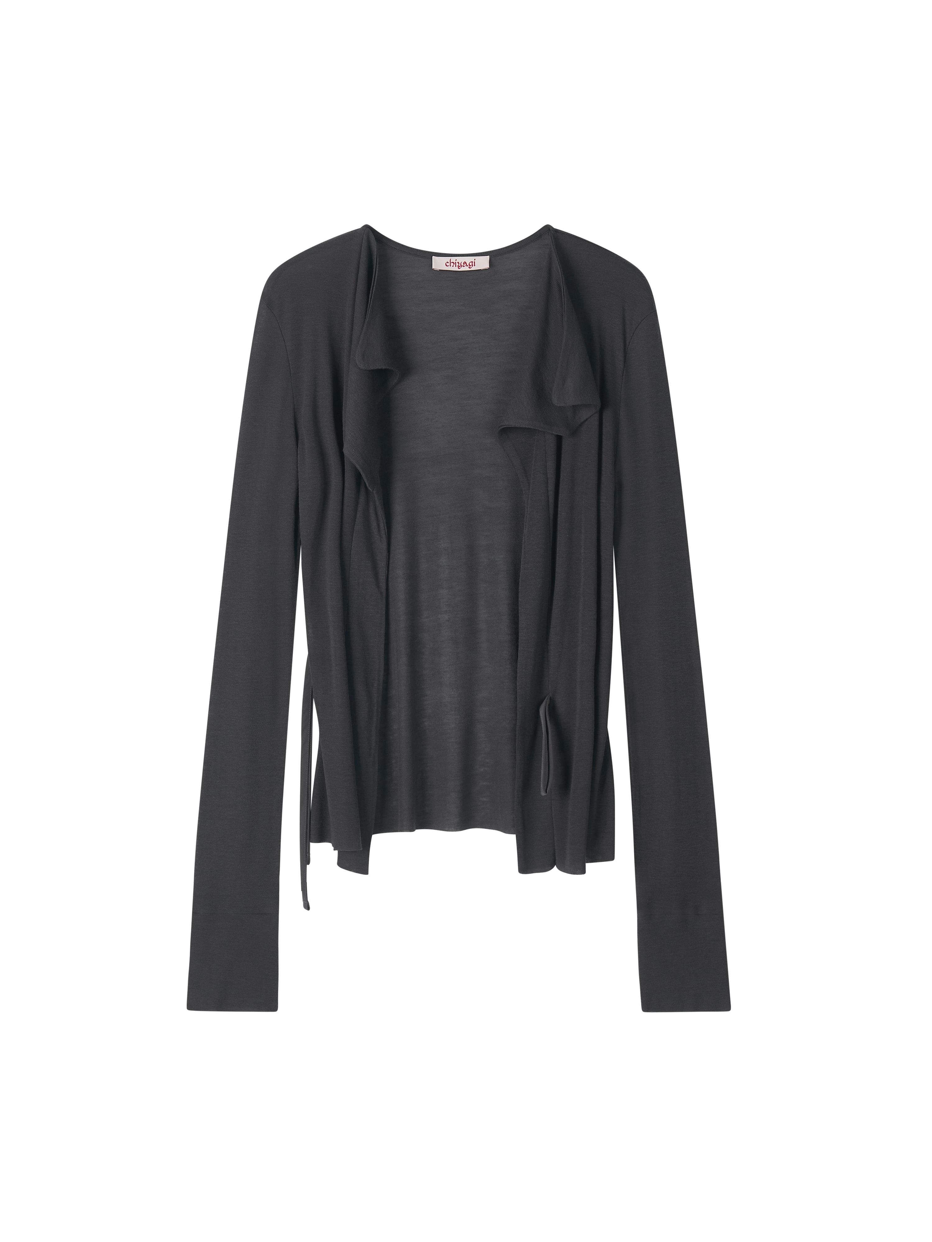 Drape Collar Cardigan (charcoal)