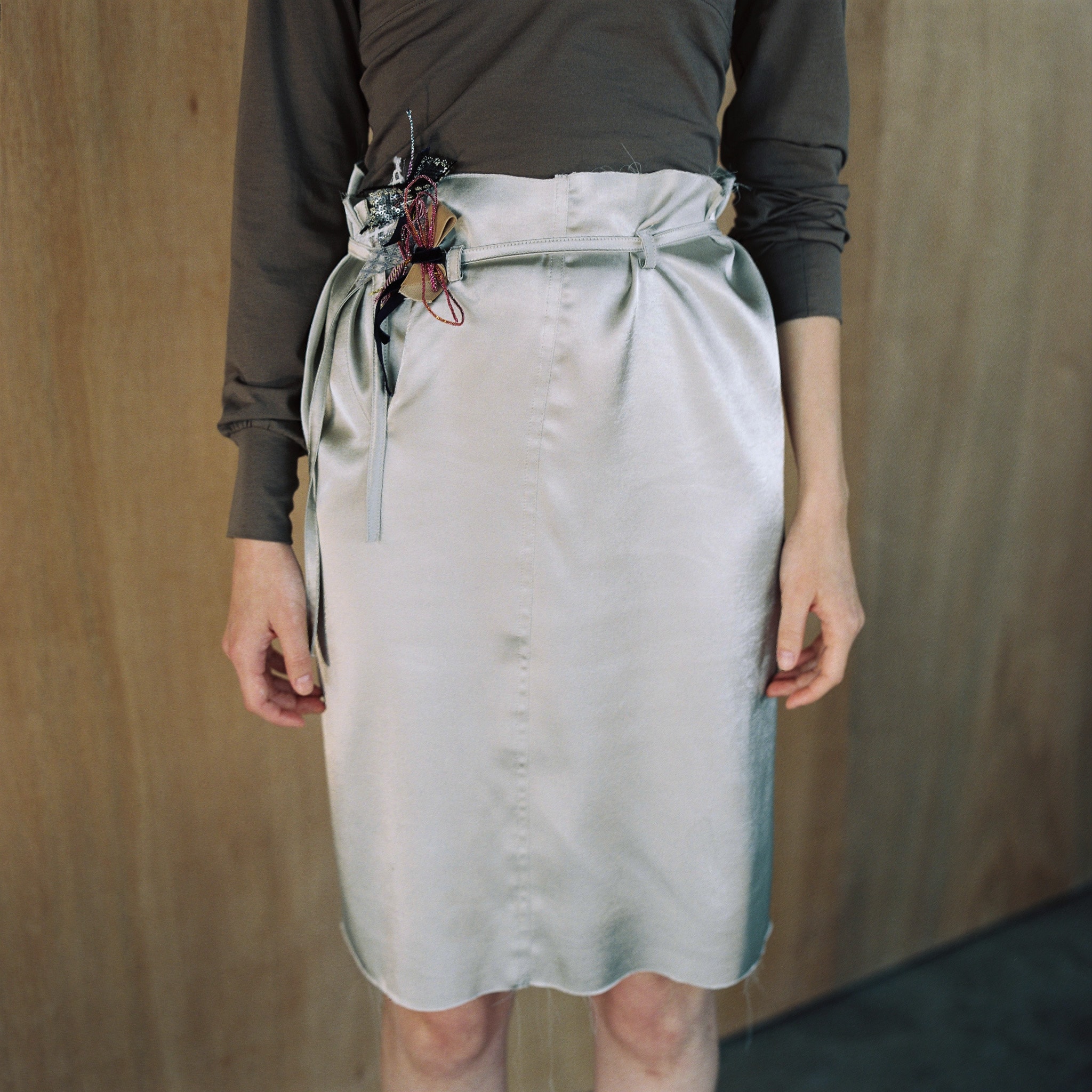 High Waist Belted Skirt (toy green)