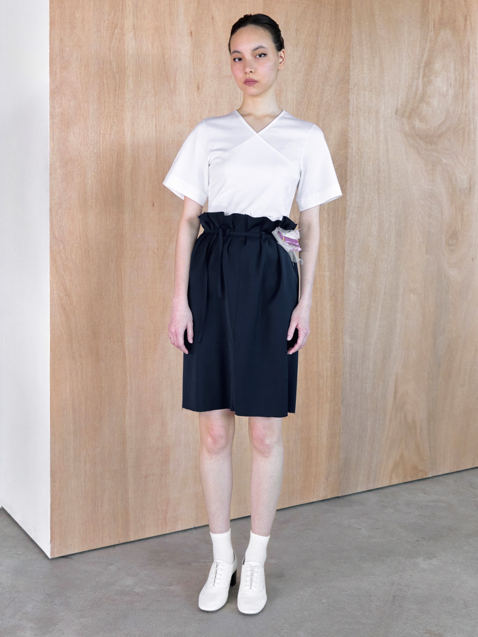 High Waist Belted Skirt (navy)
