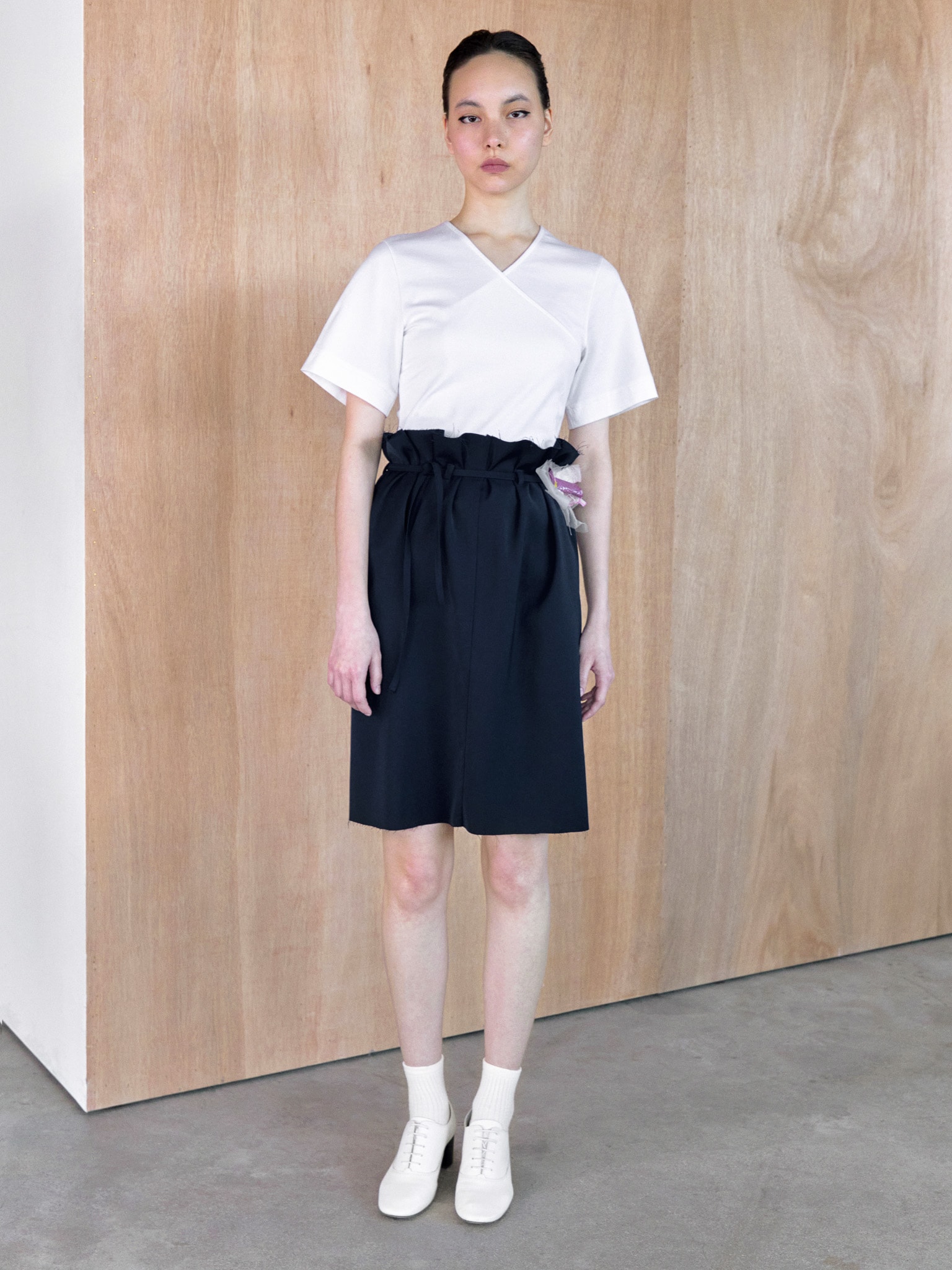 High Waist Belted Skirt (navy)