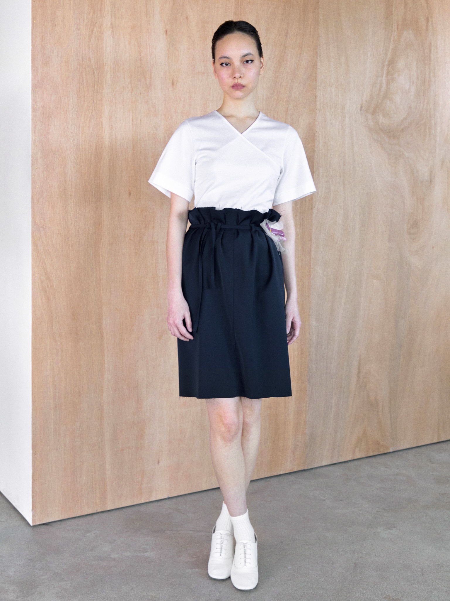 High Waist Belted Skirt (navy)