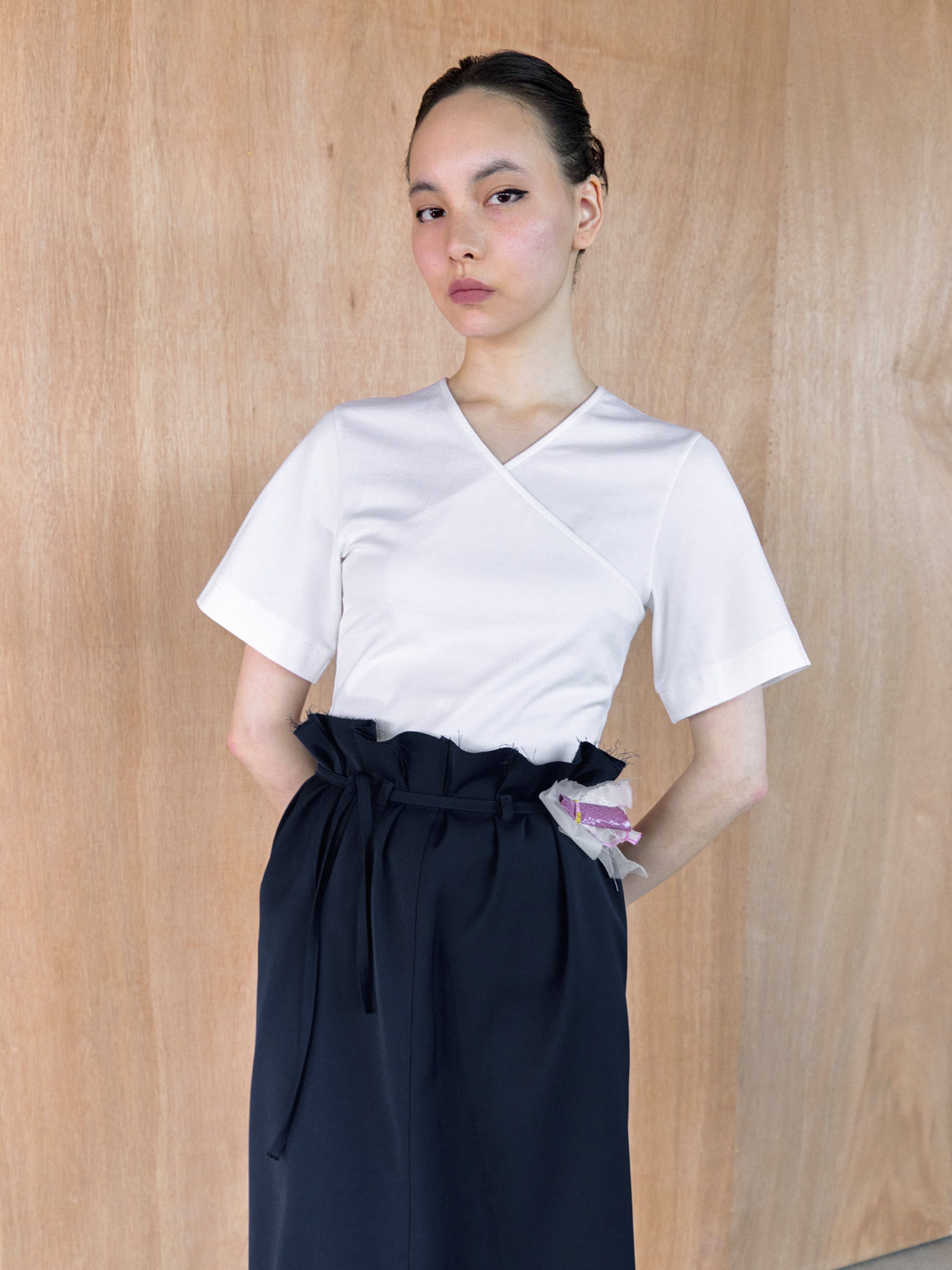 High Waist Belted Skirt (navy)