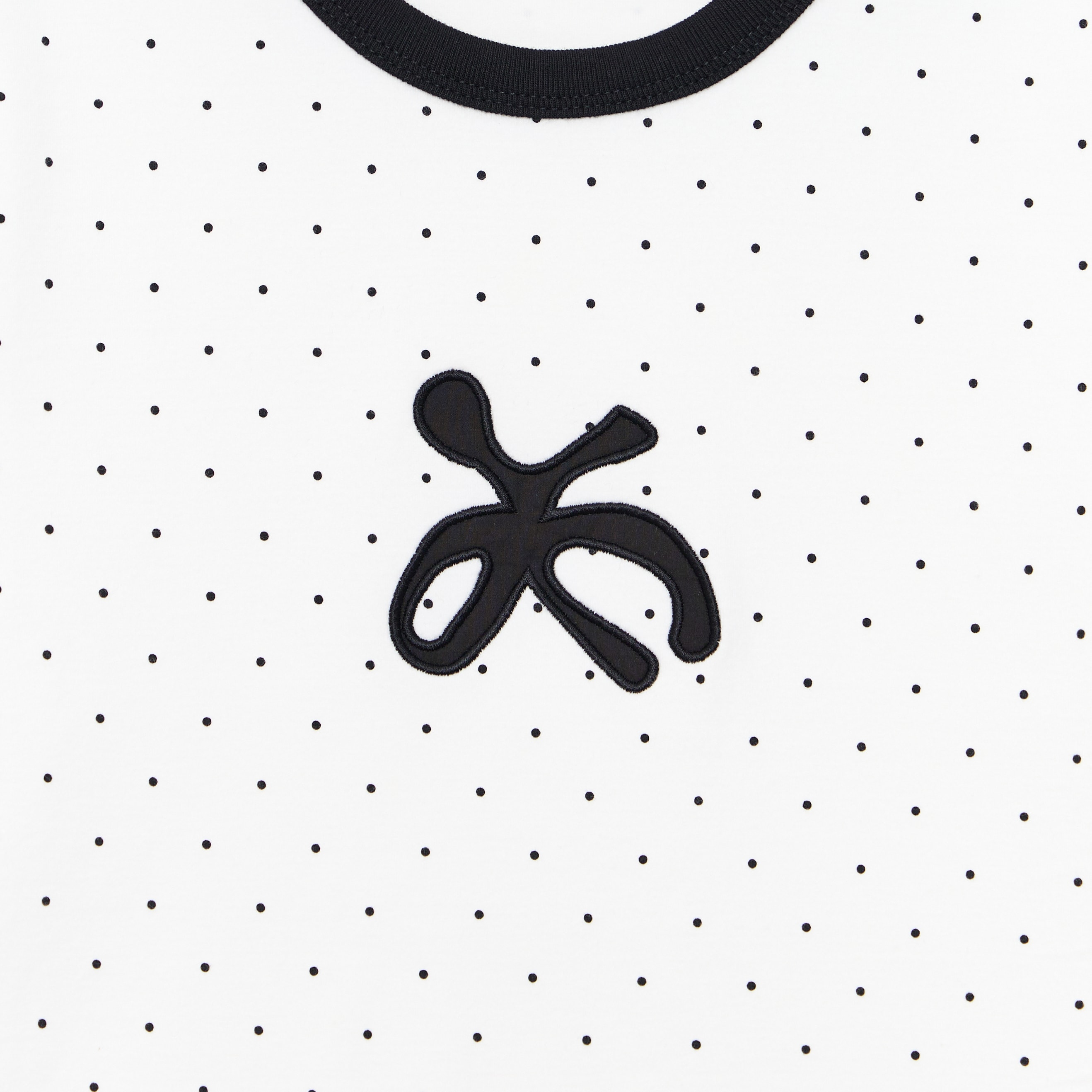 CLASSIC DOT APPLIQUE RINGER TEE — WHITE