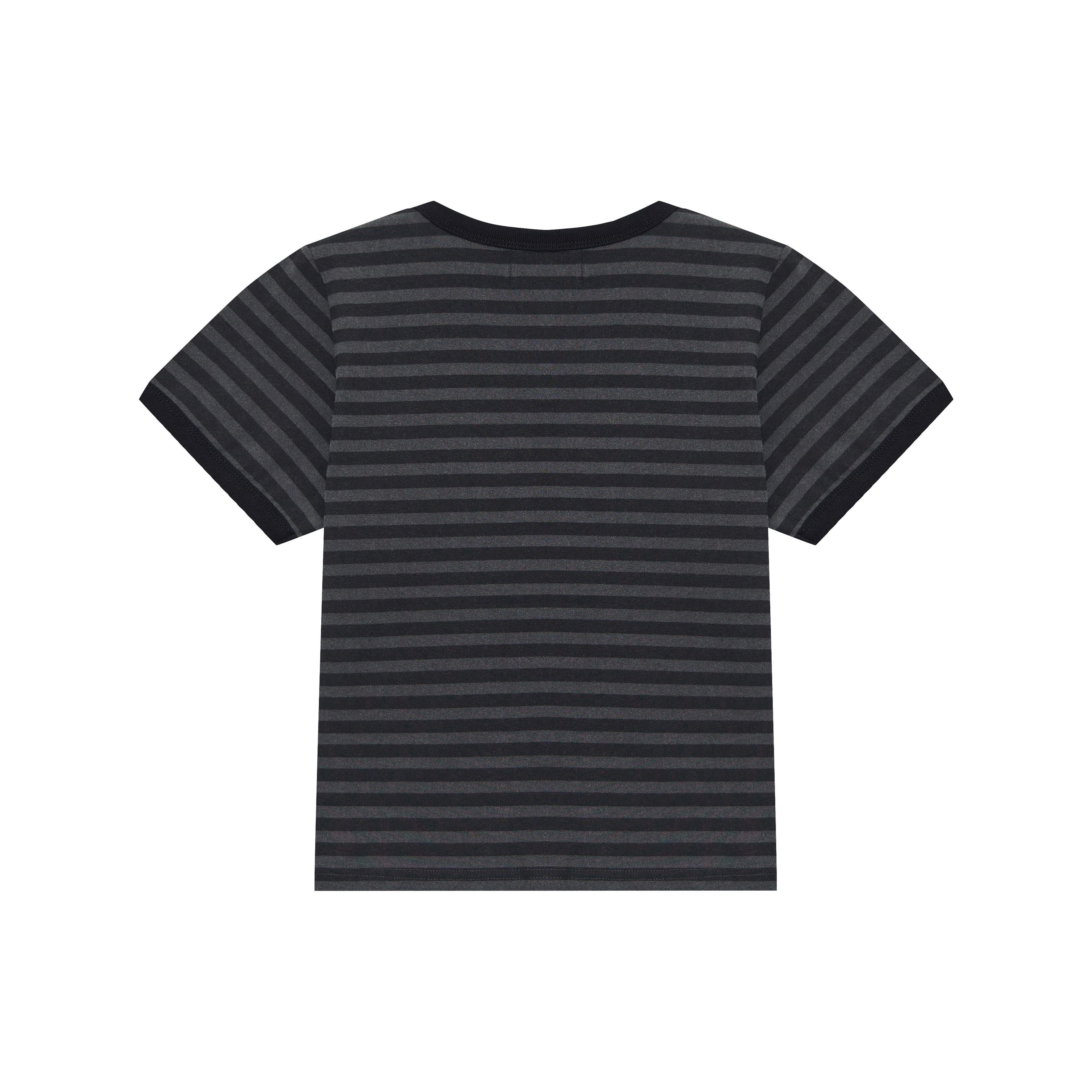 PIGMENT STRIPE APPLIQUE RINGER TEE — BLACK