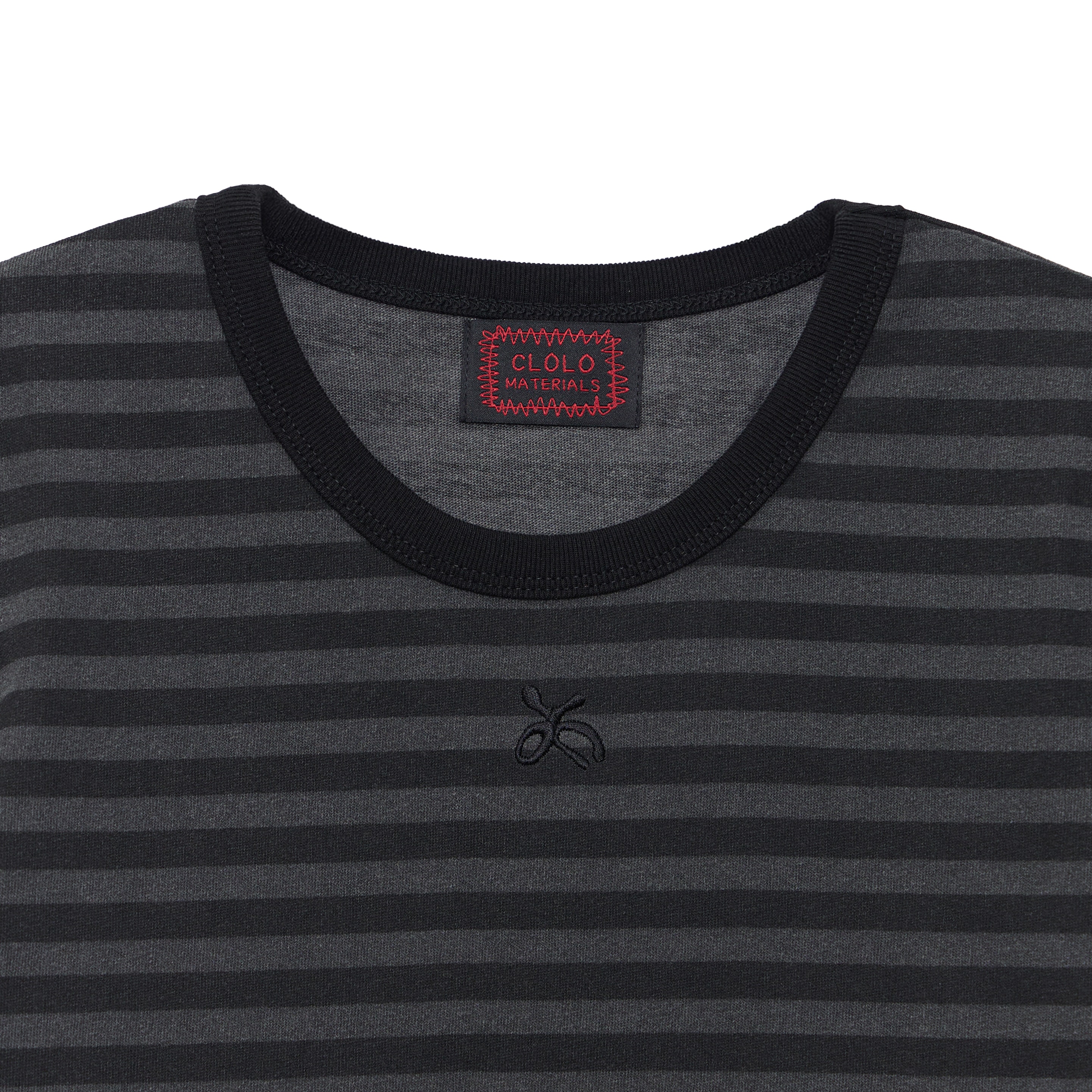 PIGMENT STRIPE APPLIQUE RINGER TEE — BLACK