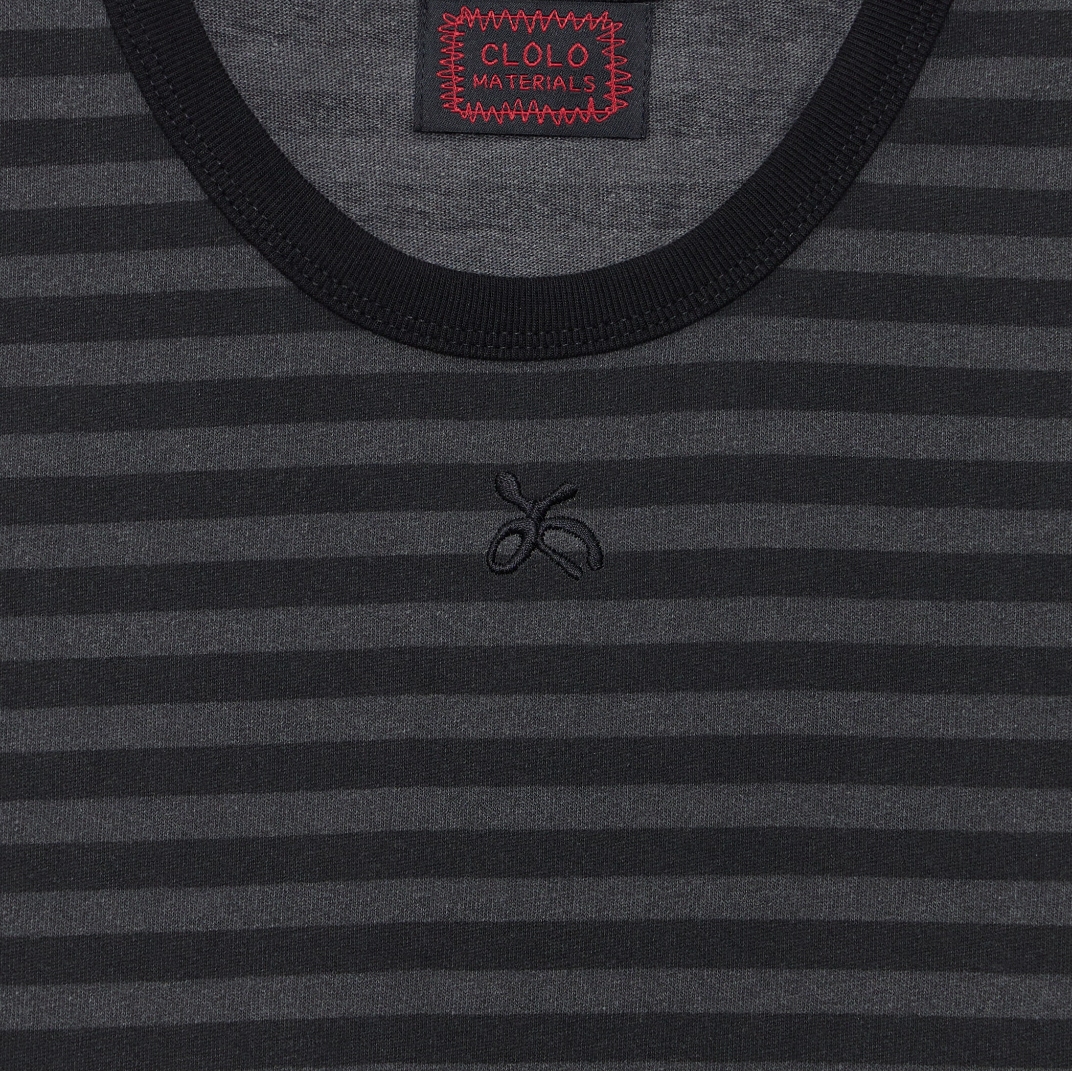 PIGMENT STRIPE APPLIQUE RINGER TEE — BLACK