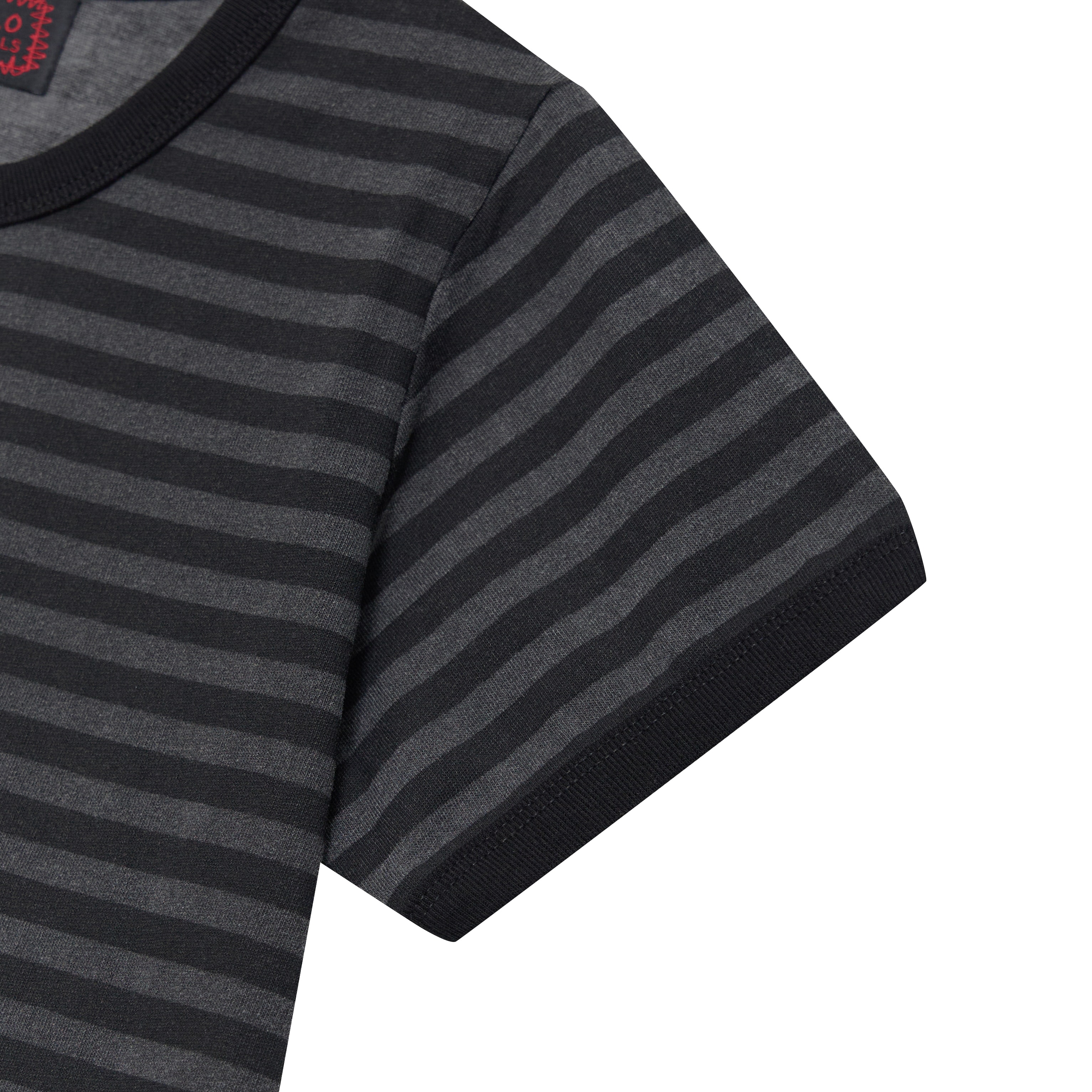 PIGMENT STRIPE APPLIQUE RINGER TEE — BLACK