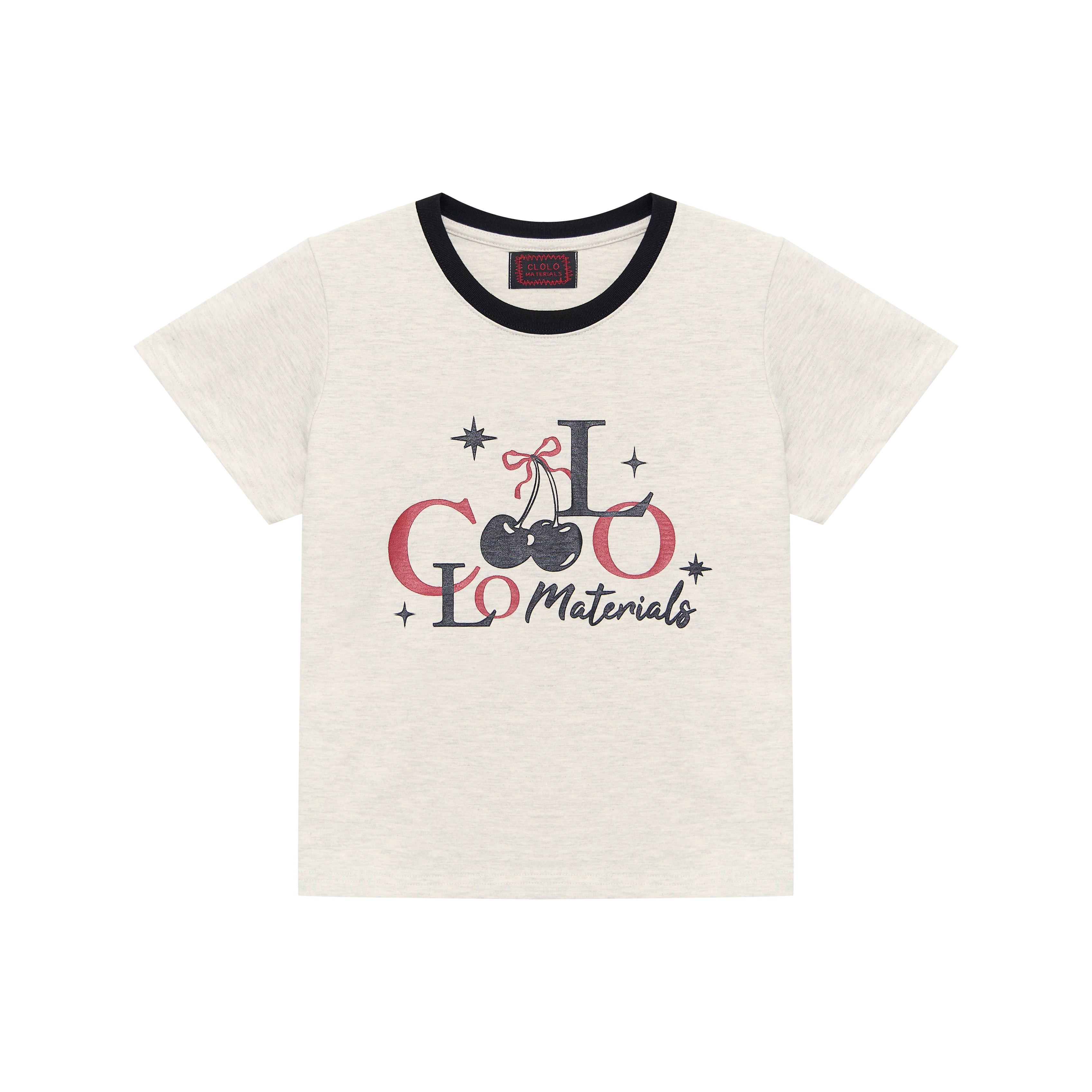 SWEET VINTAGE CHERRY RINGER TEE — OATMEAL