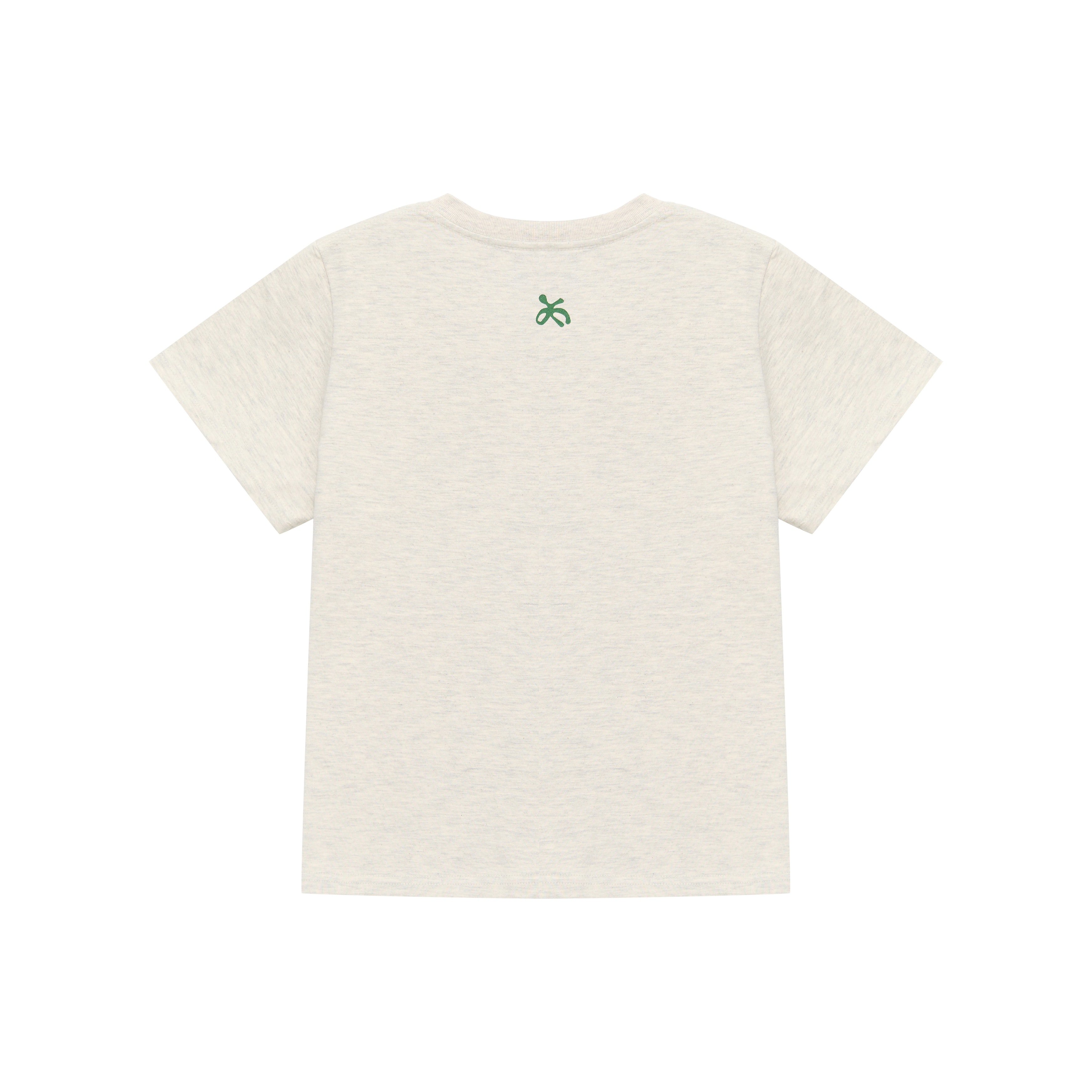 VINTAGE CHECK STAR APPLIQUE LOGO TEE — OATMEAL