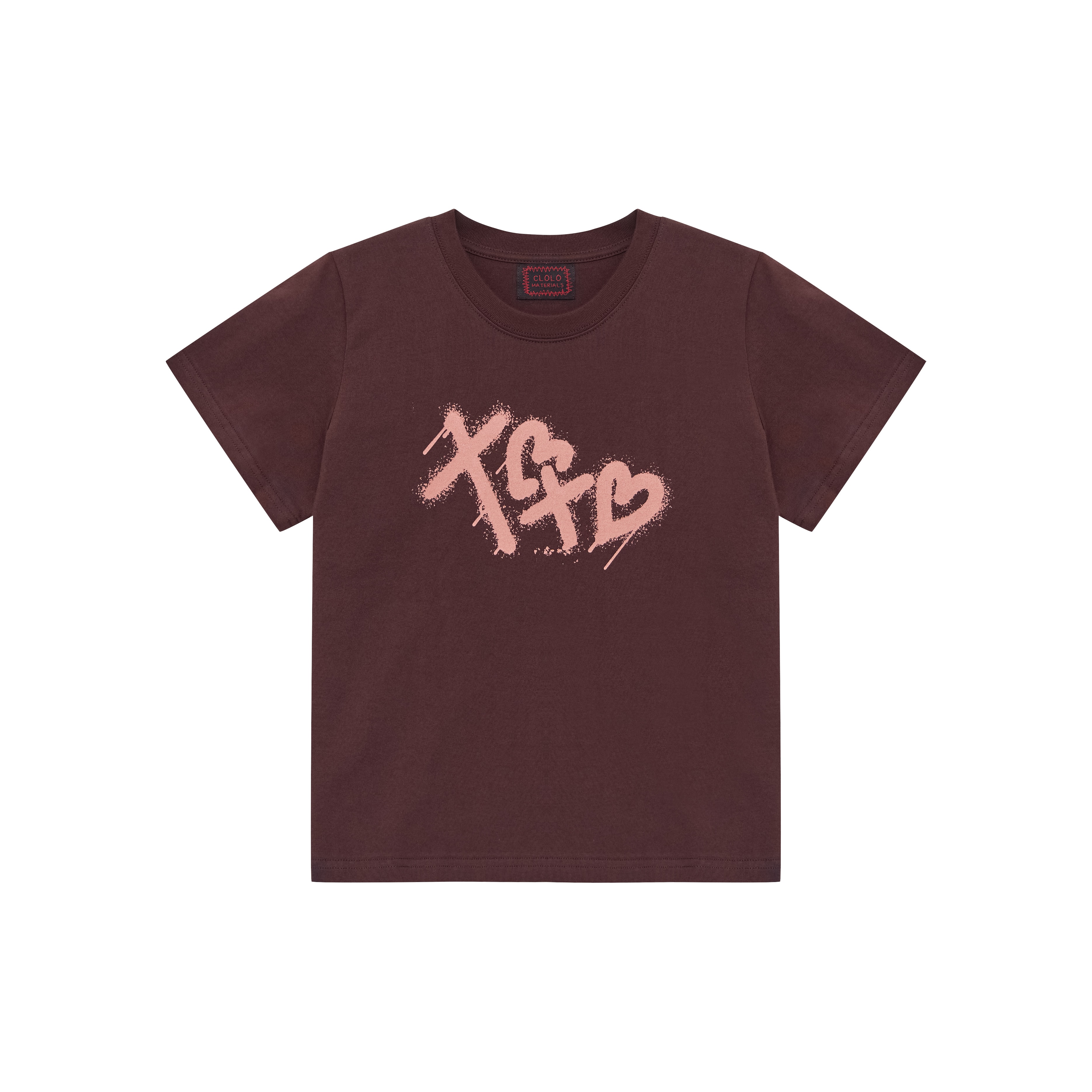 XOXO GRAFFITI HEART LOGO TEE — BROWN