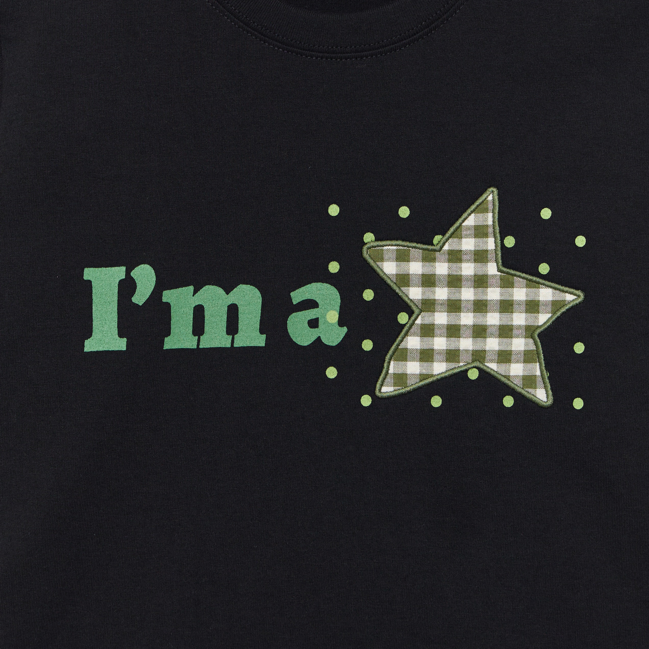 VINTAGE CHECK STAR APPLIQUE LOGO TEE — BLACK