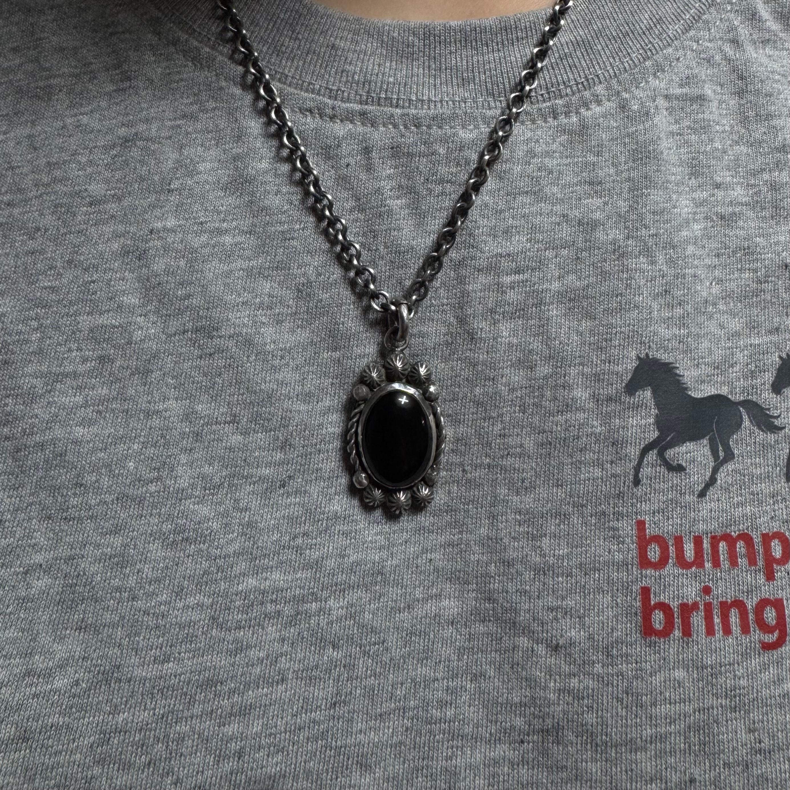 Natural onyx concho pendant