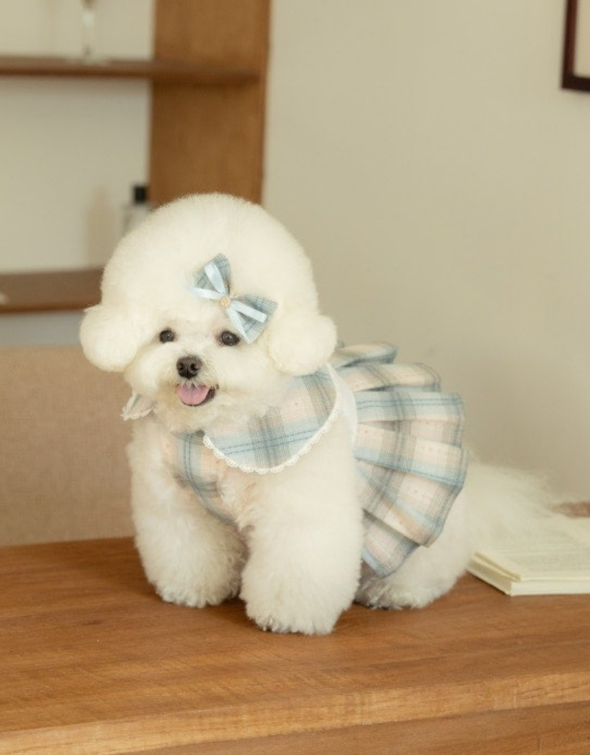 preppy checkered dress(프레피 체크 원피스) - 스카이 핑크