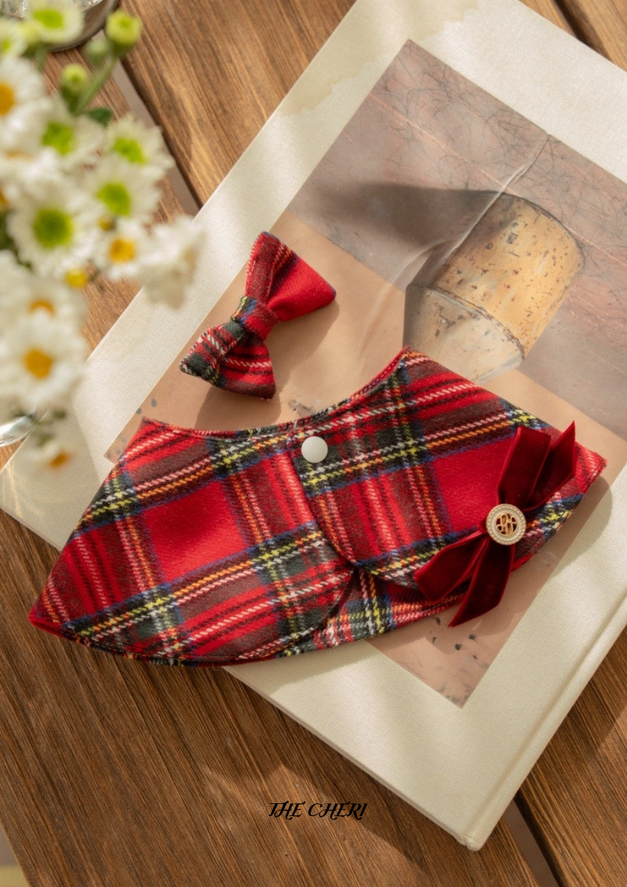 Scarlet Check Cape (스칼렛 체크 케이프) + 헤어핀 set - 2colors