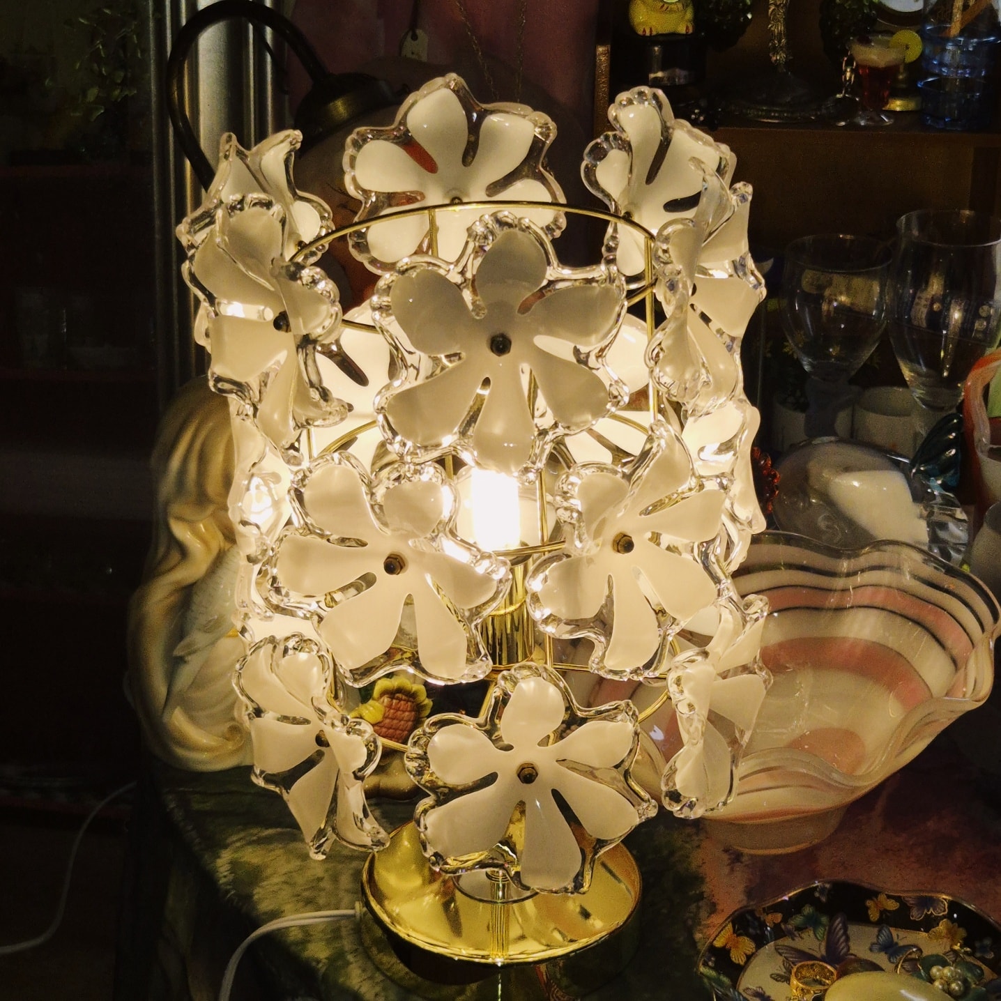 키시마 레트로 화이트 부케 기둥 빅 조명