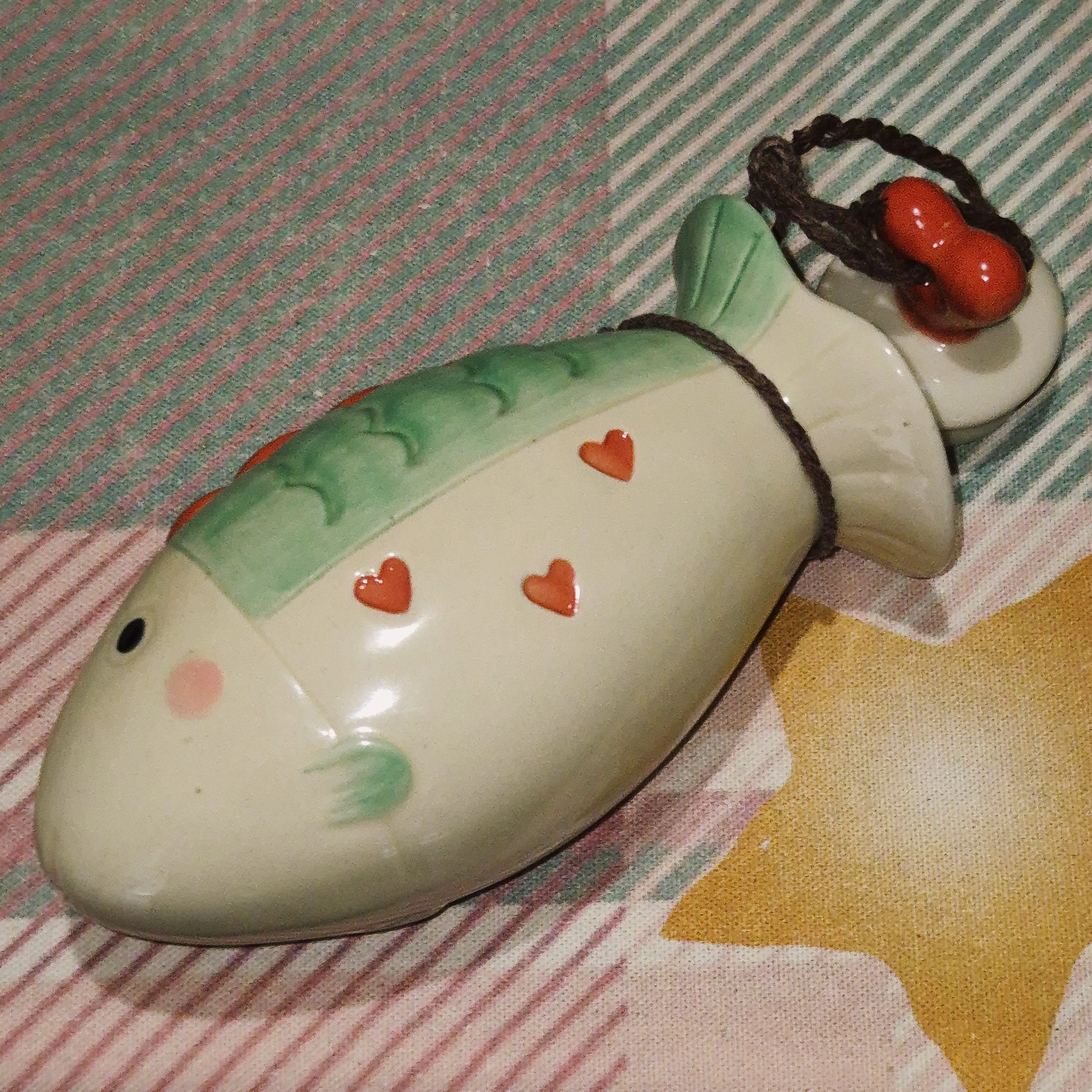 80s 세토 핸드메이드 하트 물고기 오브제