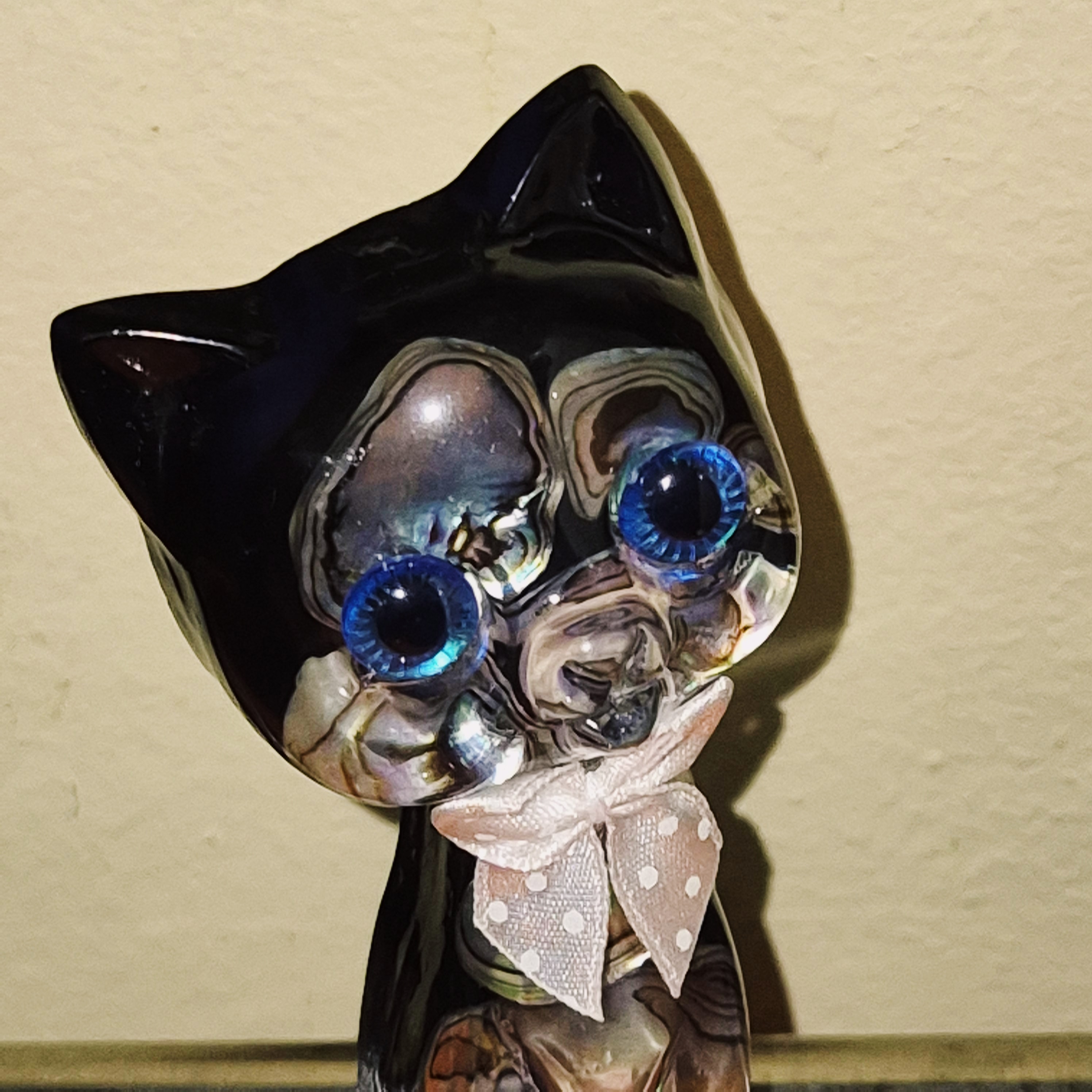 80s 뉴질랜드 파우아 자개 고양이 오브제
