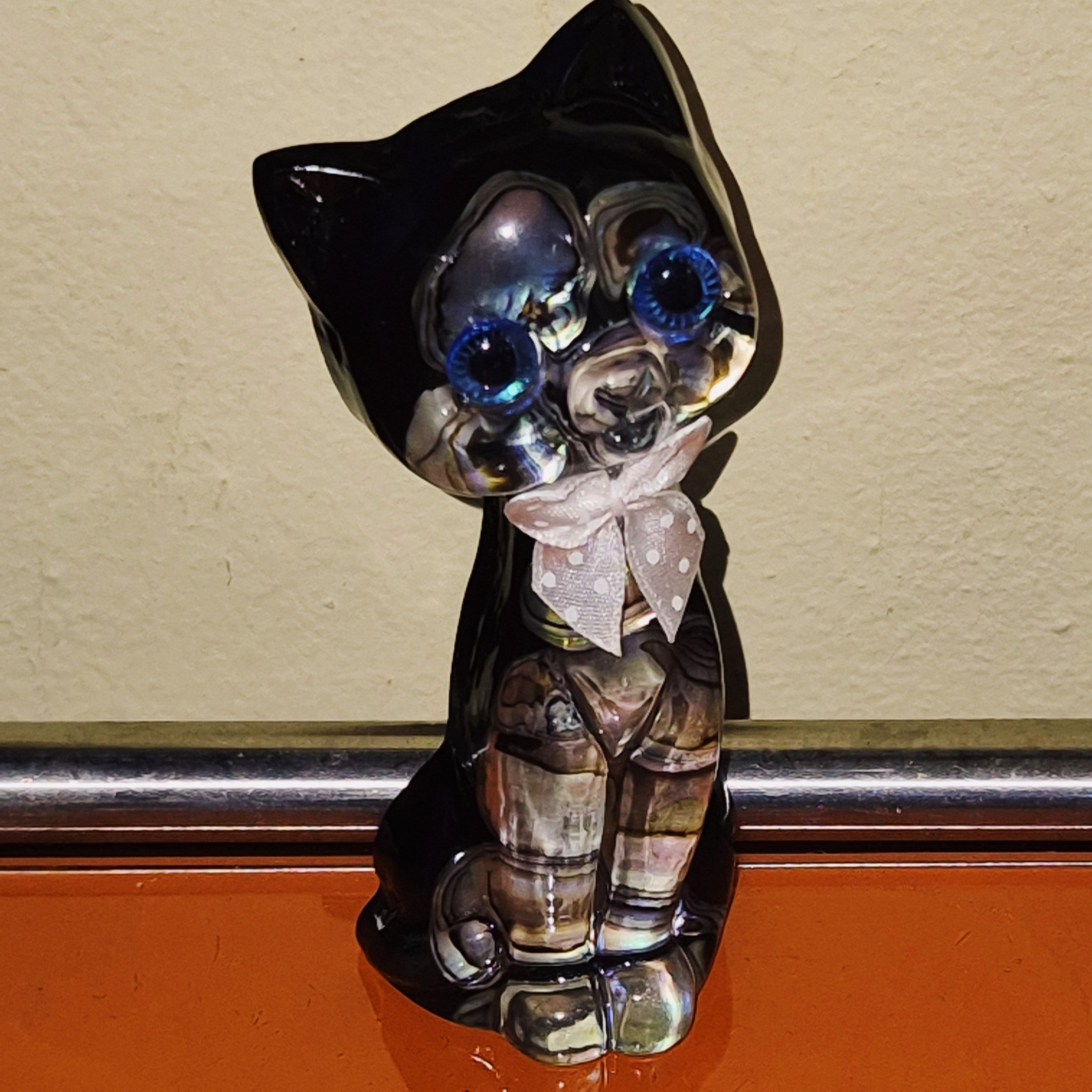 80s 뉴질랜드 파우아 자개 고양이 오브제