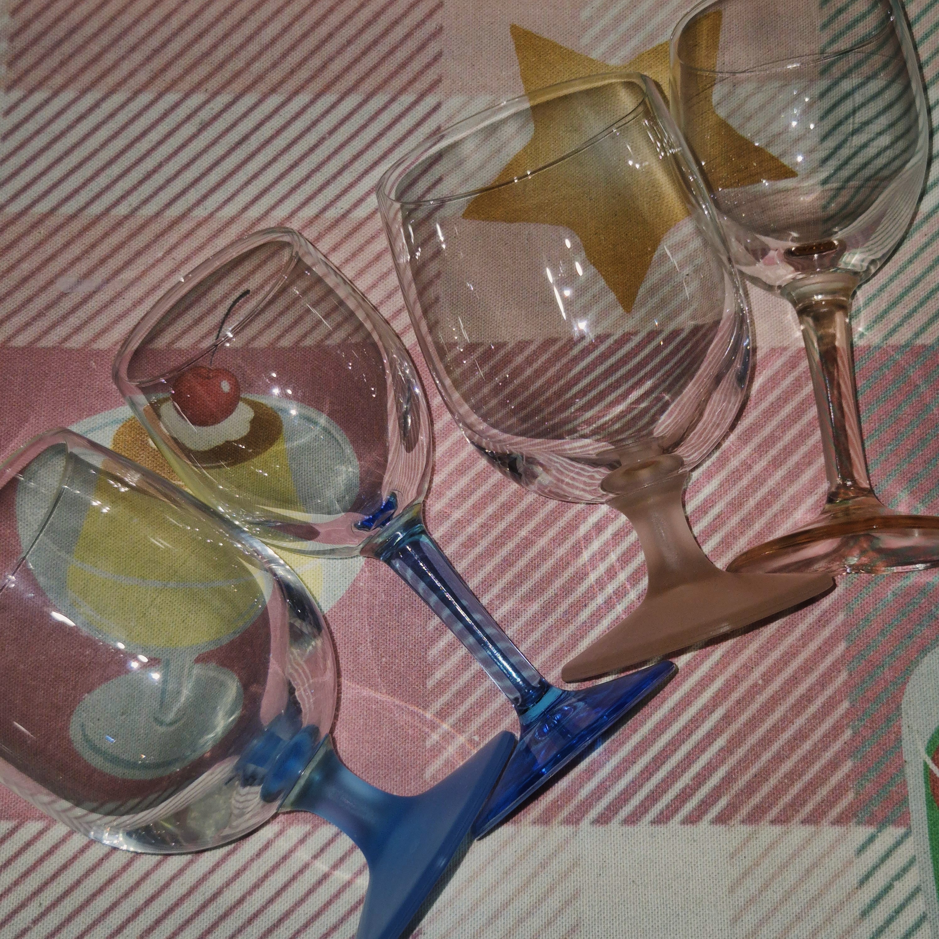 80s 일본 토요 하트 와인 글라스 2p세트