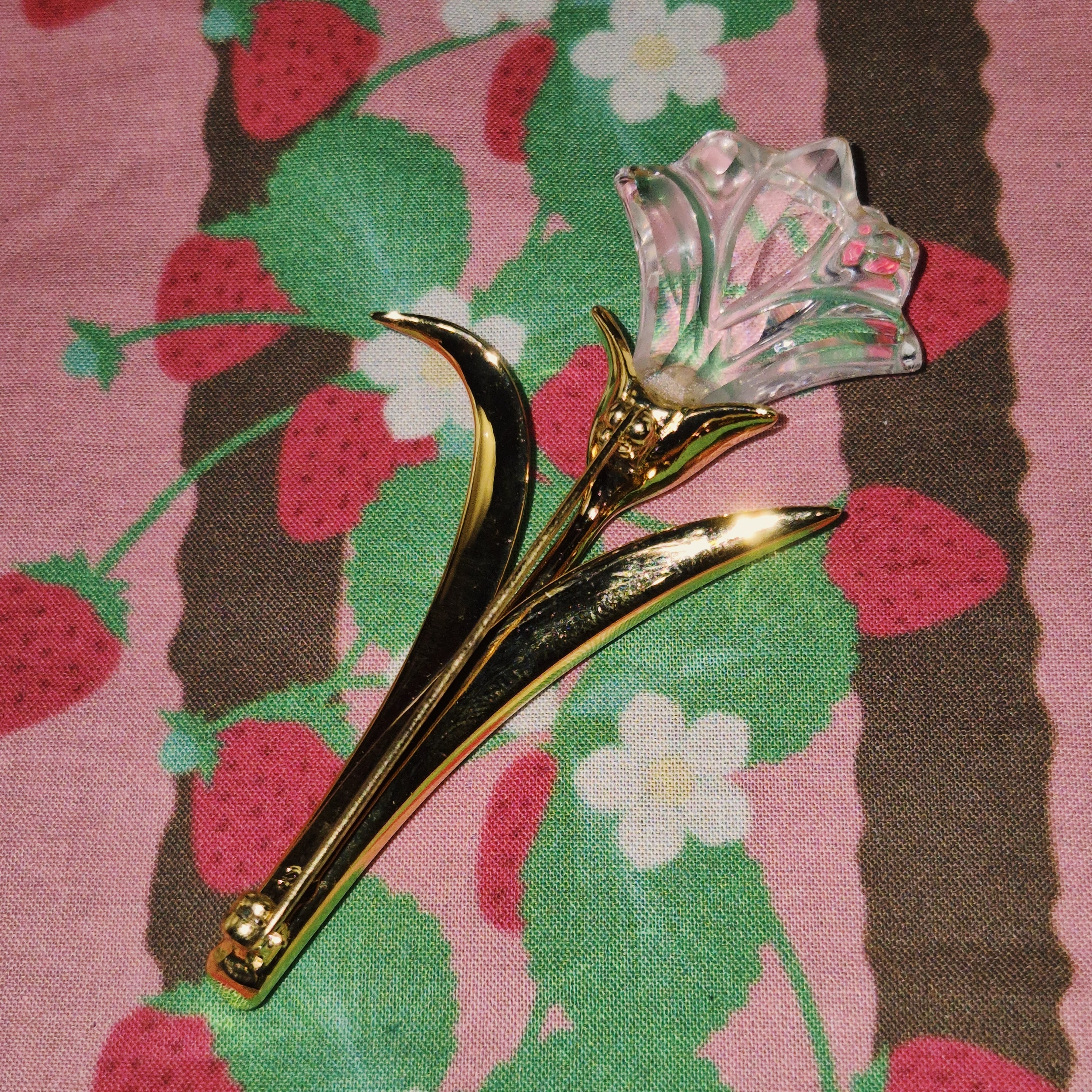 90s 스와로브스키 크리스탈 백합 송이 빅 브로치