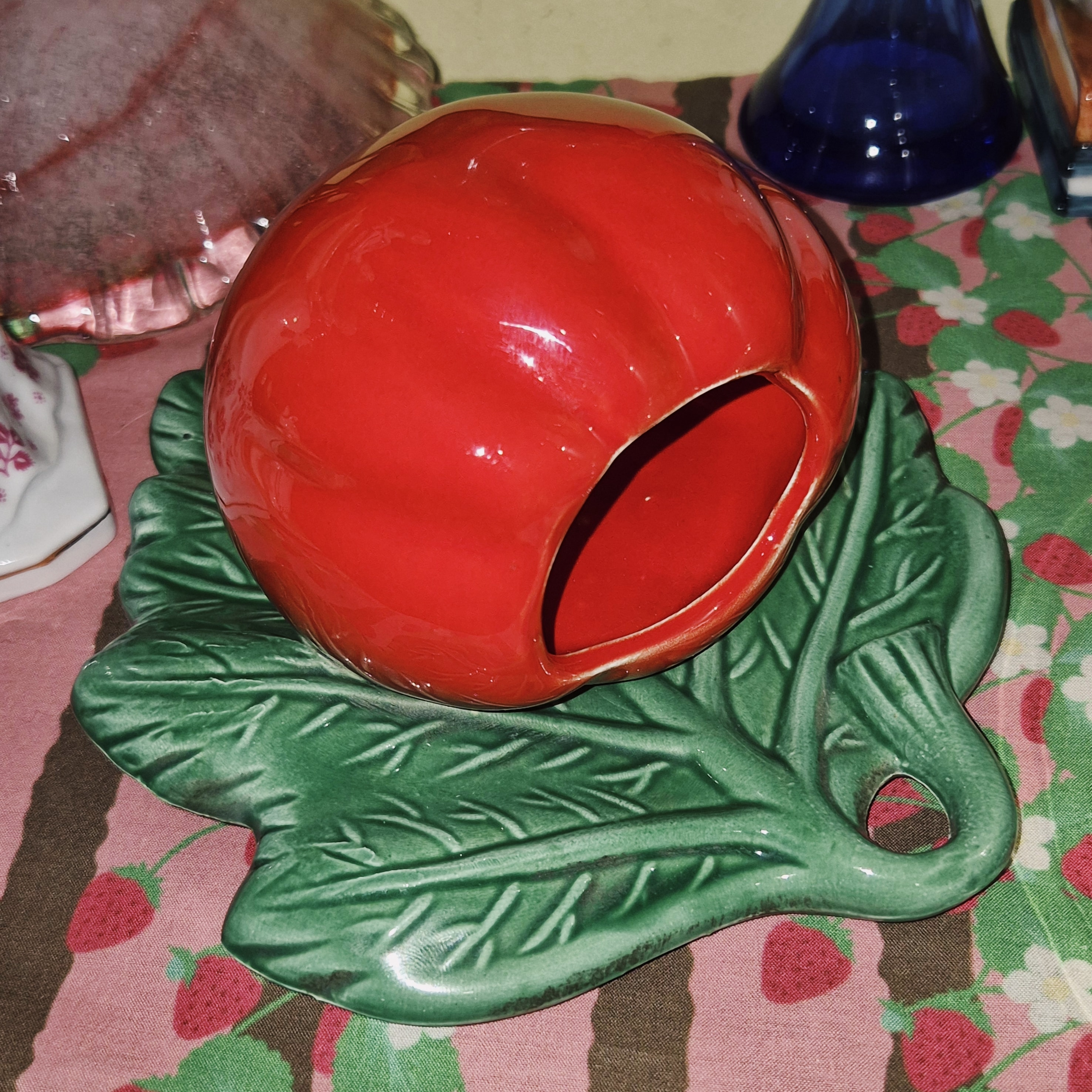 70s 가토 토마토 도자기 벽걸이 홀더