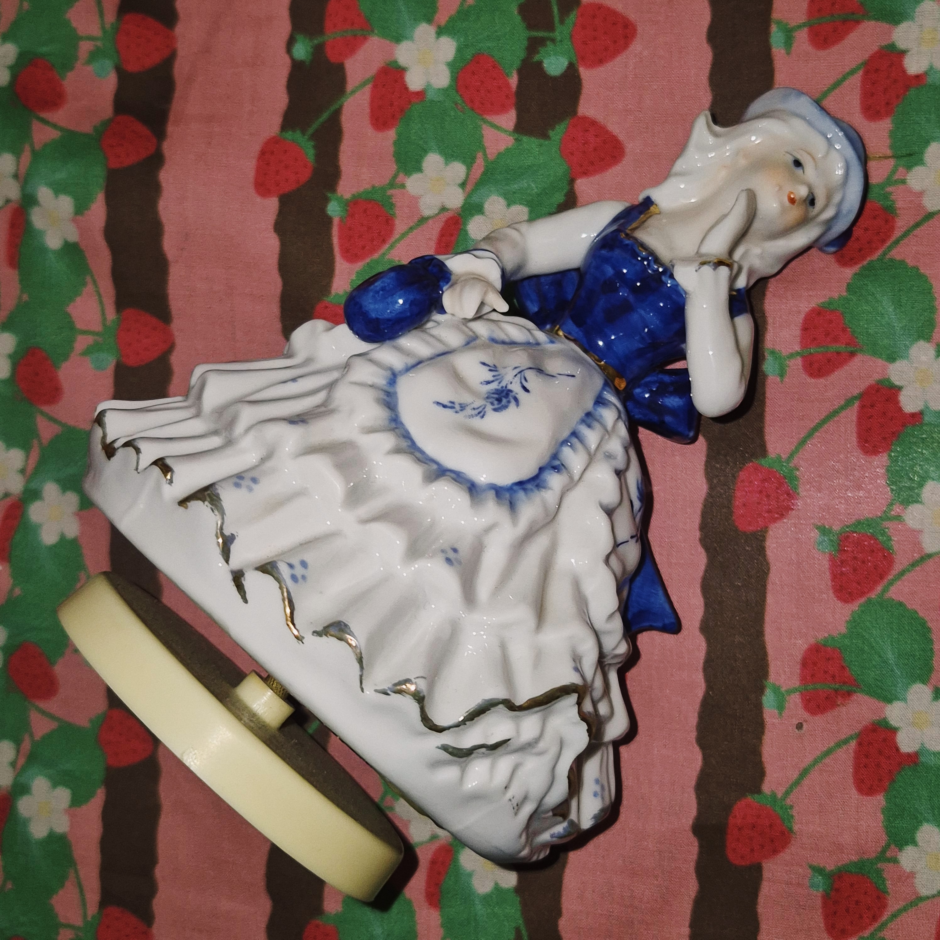 80s 카토 공예 엔틱 소녀 피겨린 오르골