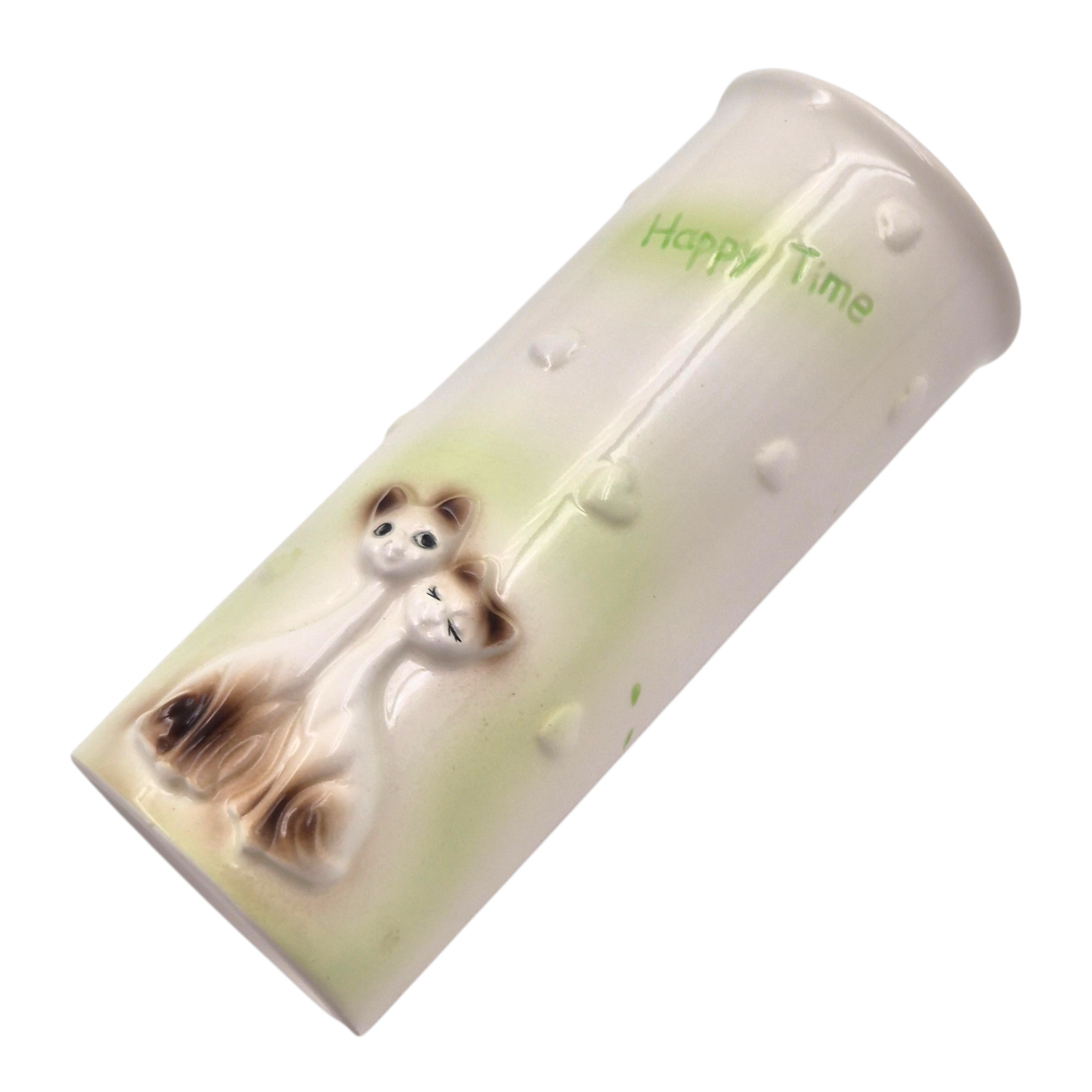 80s 레트로 고양이 도자기 기둥 꽃병