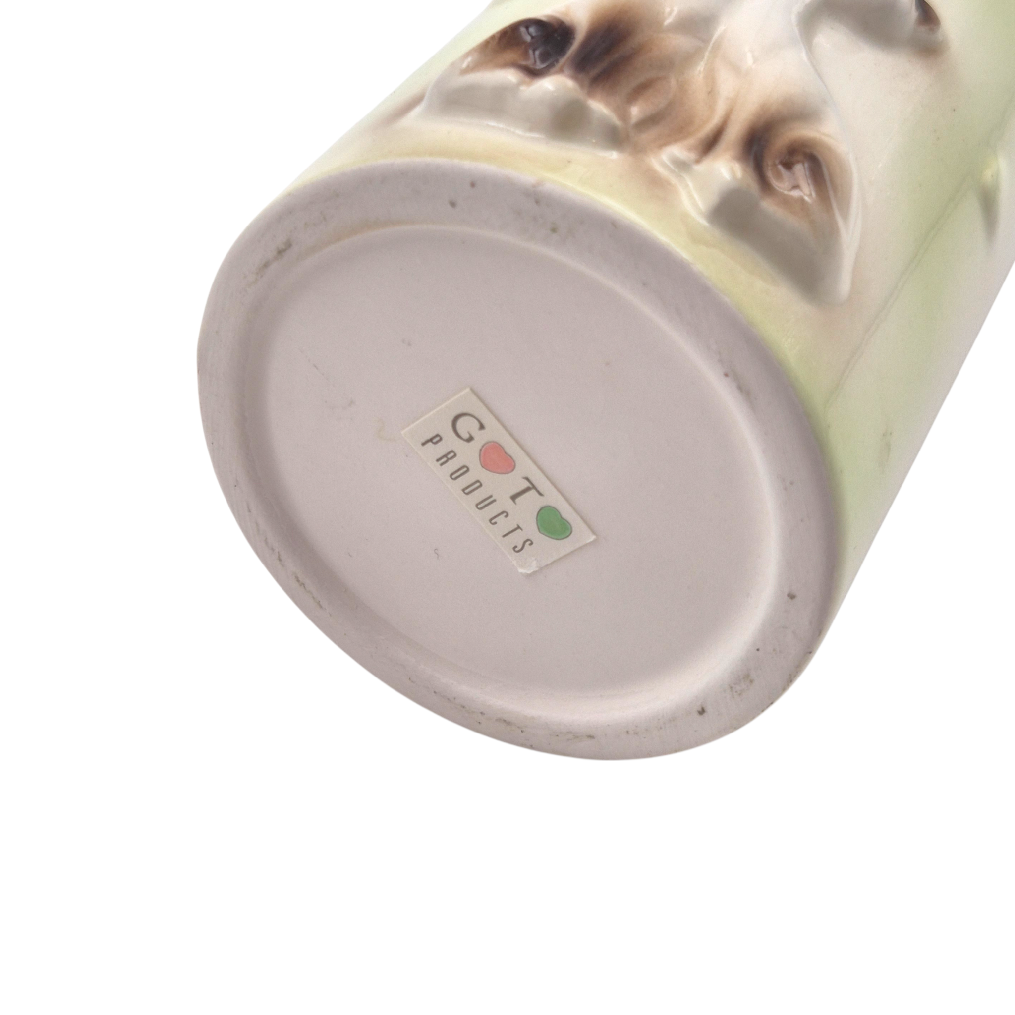 80s 레트로 고양이 도자기 기둥 꽃병