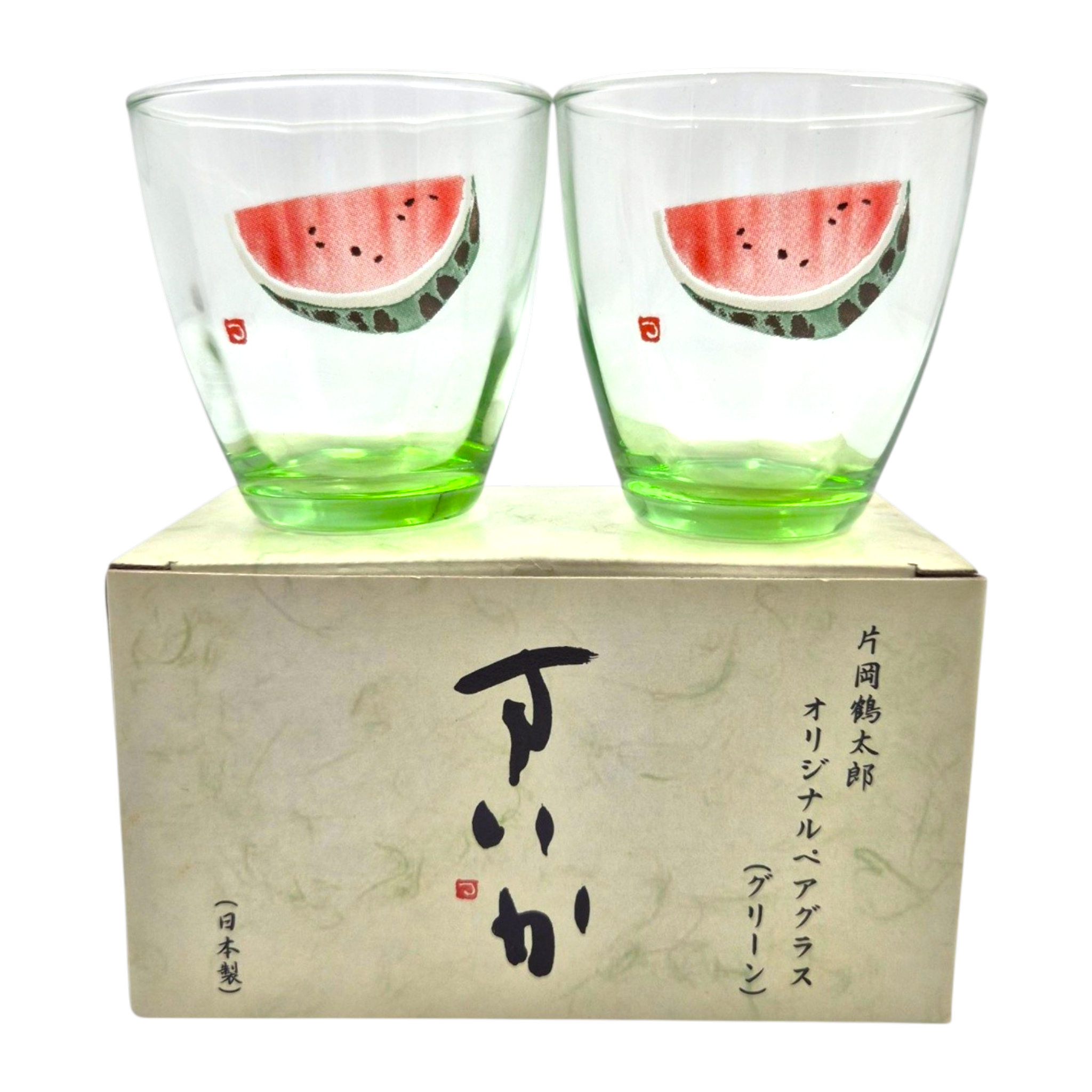 00s 카타오카 츠루타로 스월 수박 글라스 2p 세트