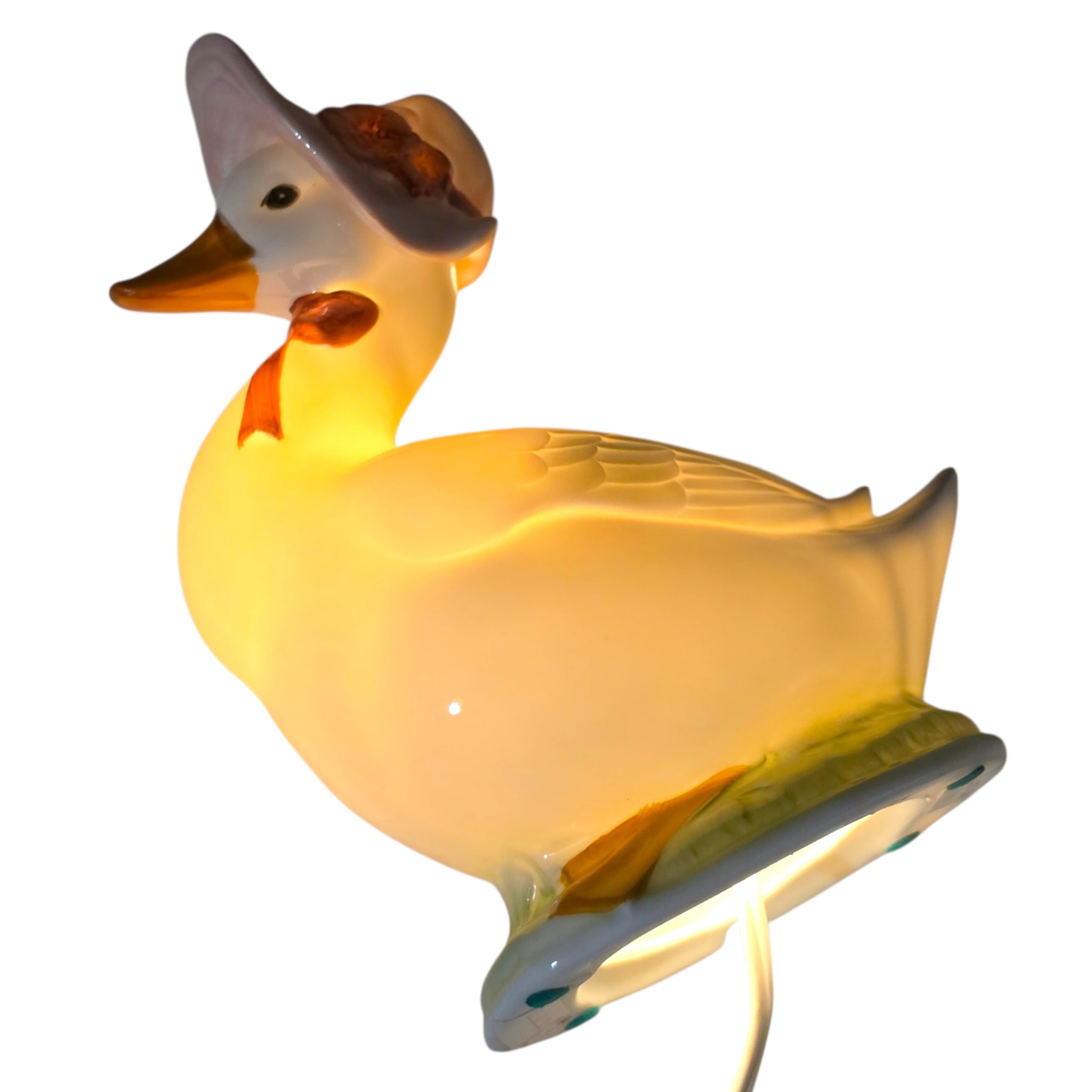 80s 와코 보닛햇 오리 포셀린 테이블 램프