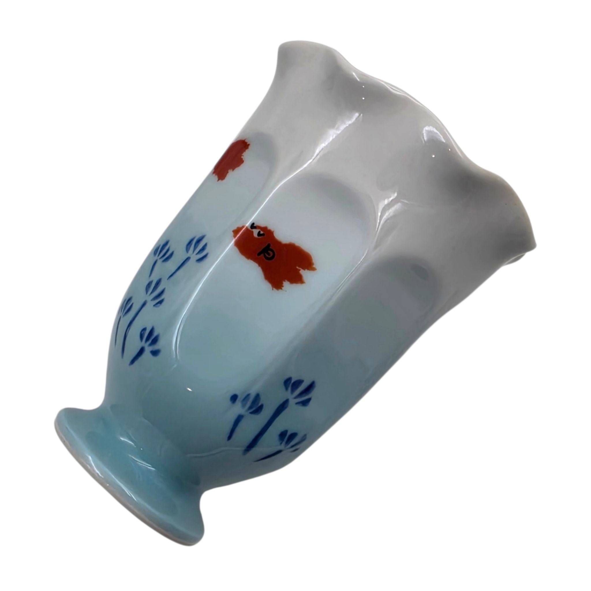 80s 아리타야키 수초 금붕어 러플 도자기 고블렛