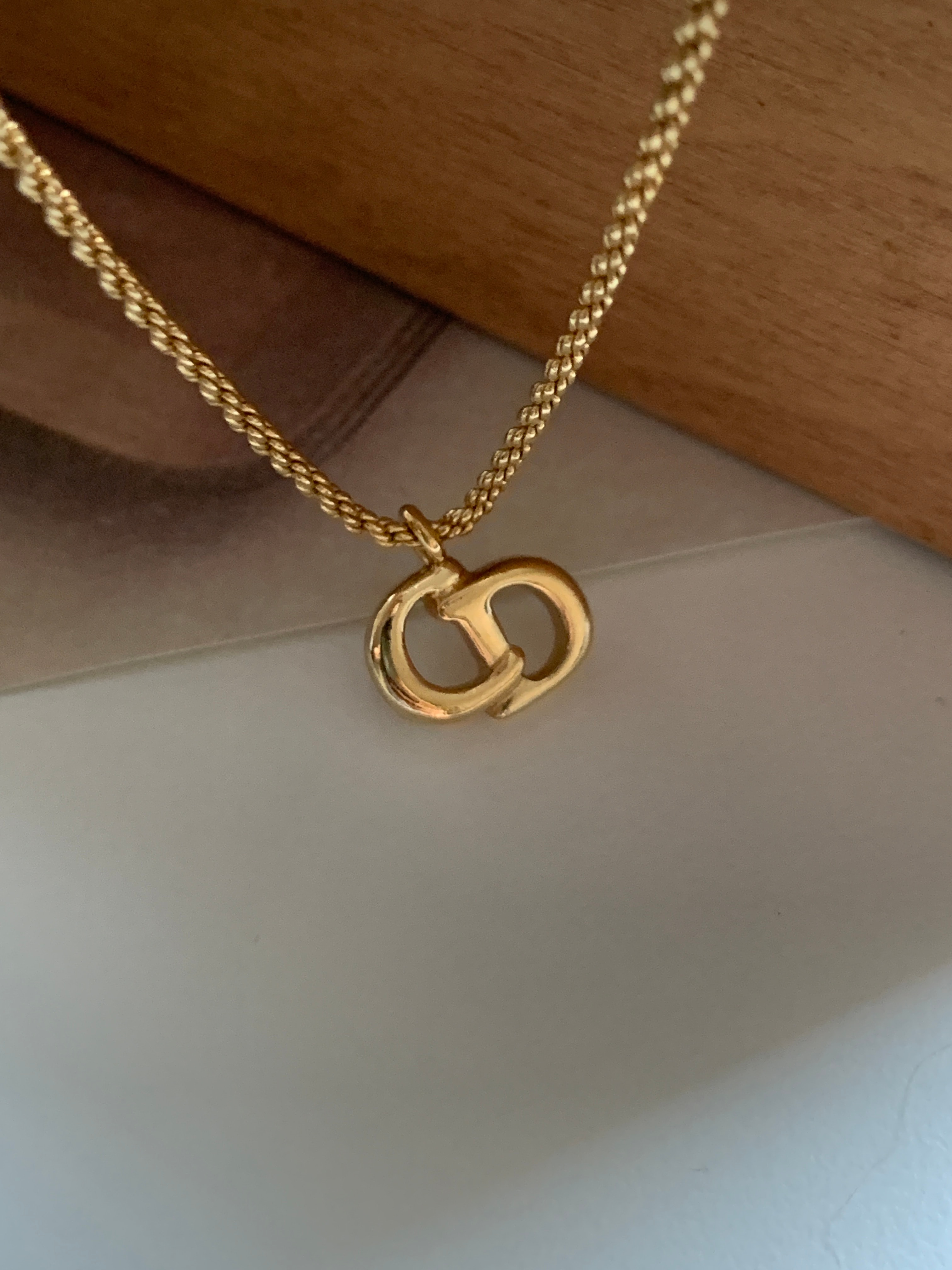 CHRISTIAN DIOR mini size CD logo necklace